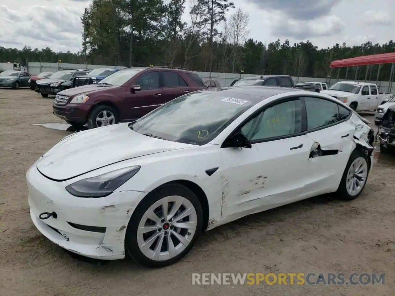 2 Photograph of a damaged car 5YJ3E1EA0MF019239 TESLA MODEL 3 2021