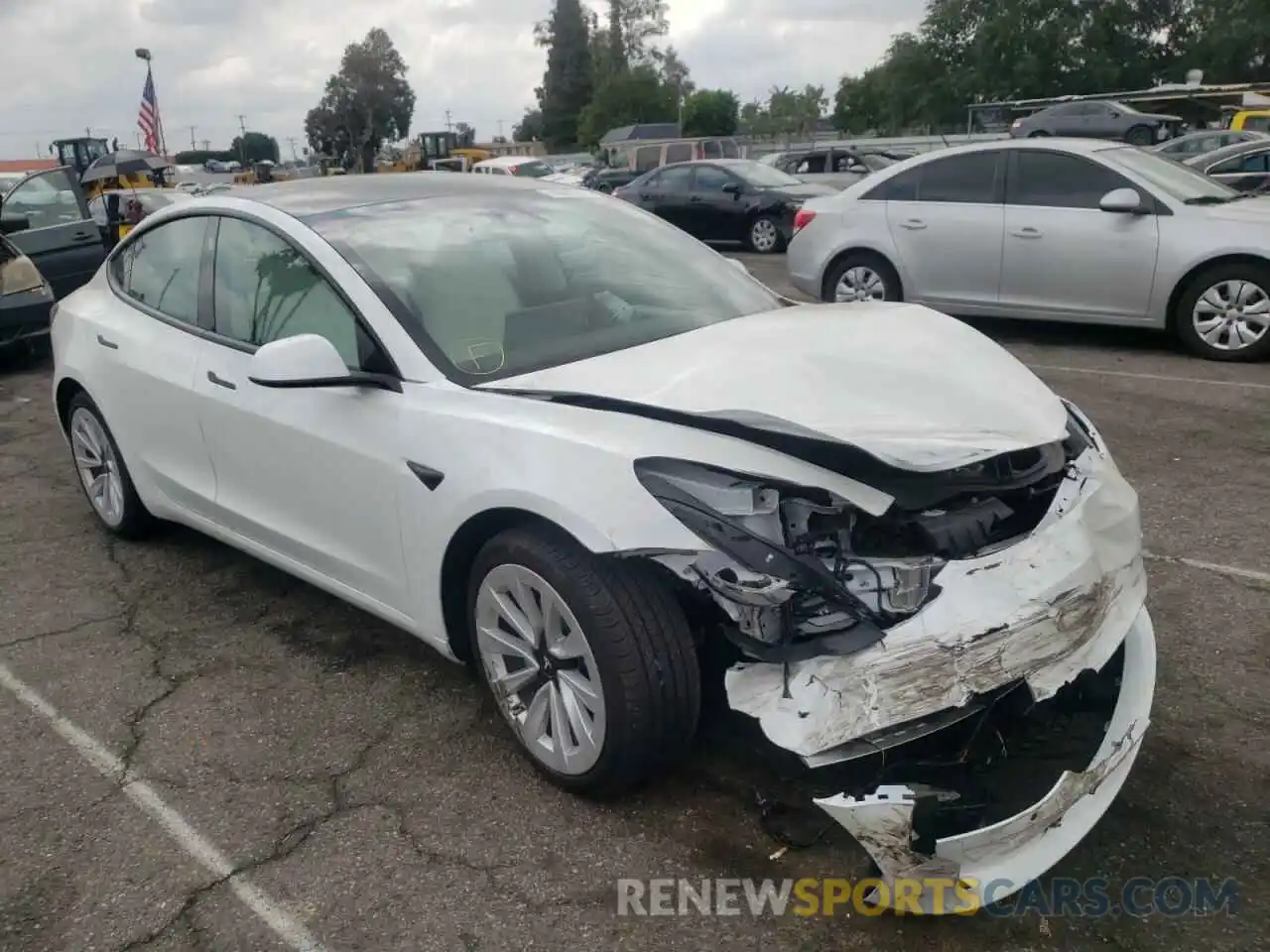 1 Photograph of a damaged car 5YJ3E1EA0MF046909 TESLA MODEL 3 2021