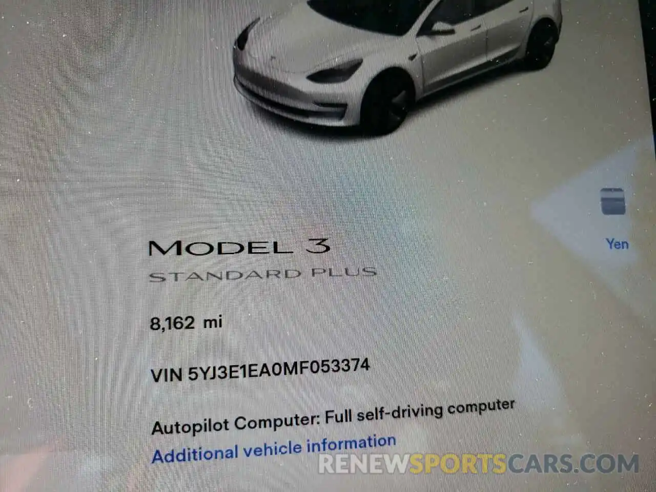 8 Фотография поврежденного автомобиля 5YJ3E1EA0MF053374 TESLA MODEL 3 2021