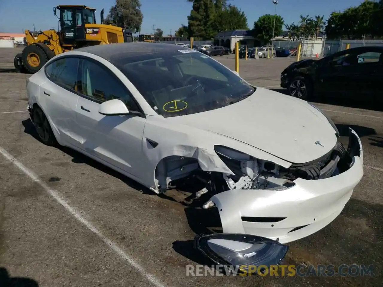 1 Photograph of a damaged car 5YJ3E1EA0MF091705 TESLA MODEL 3 2021