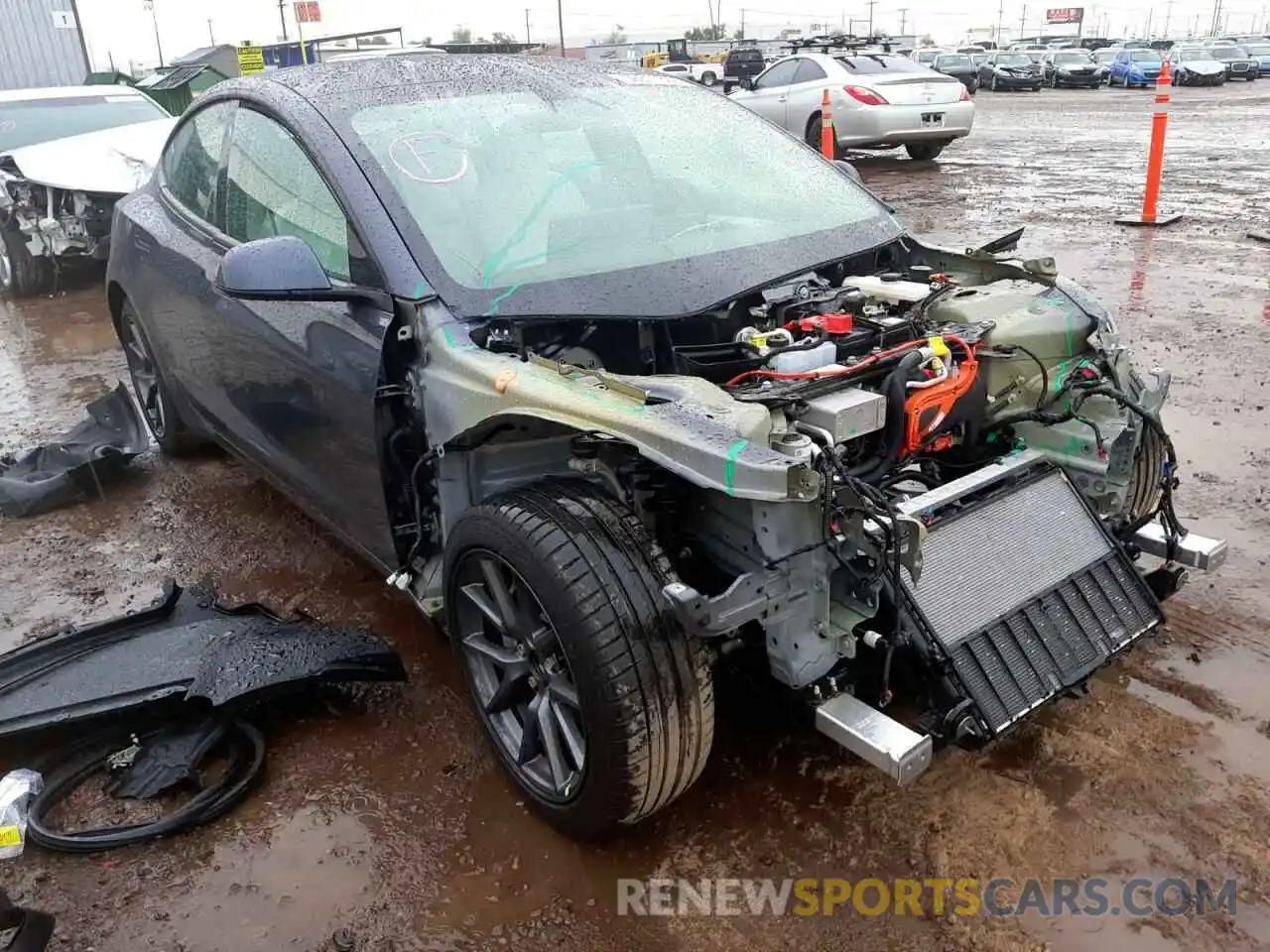 1 Photograph of a damaged car 5YJ3E1EA0MF093308 TESLA MODEL 3 2021