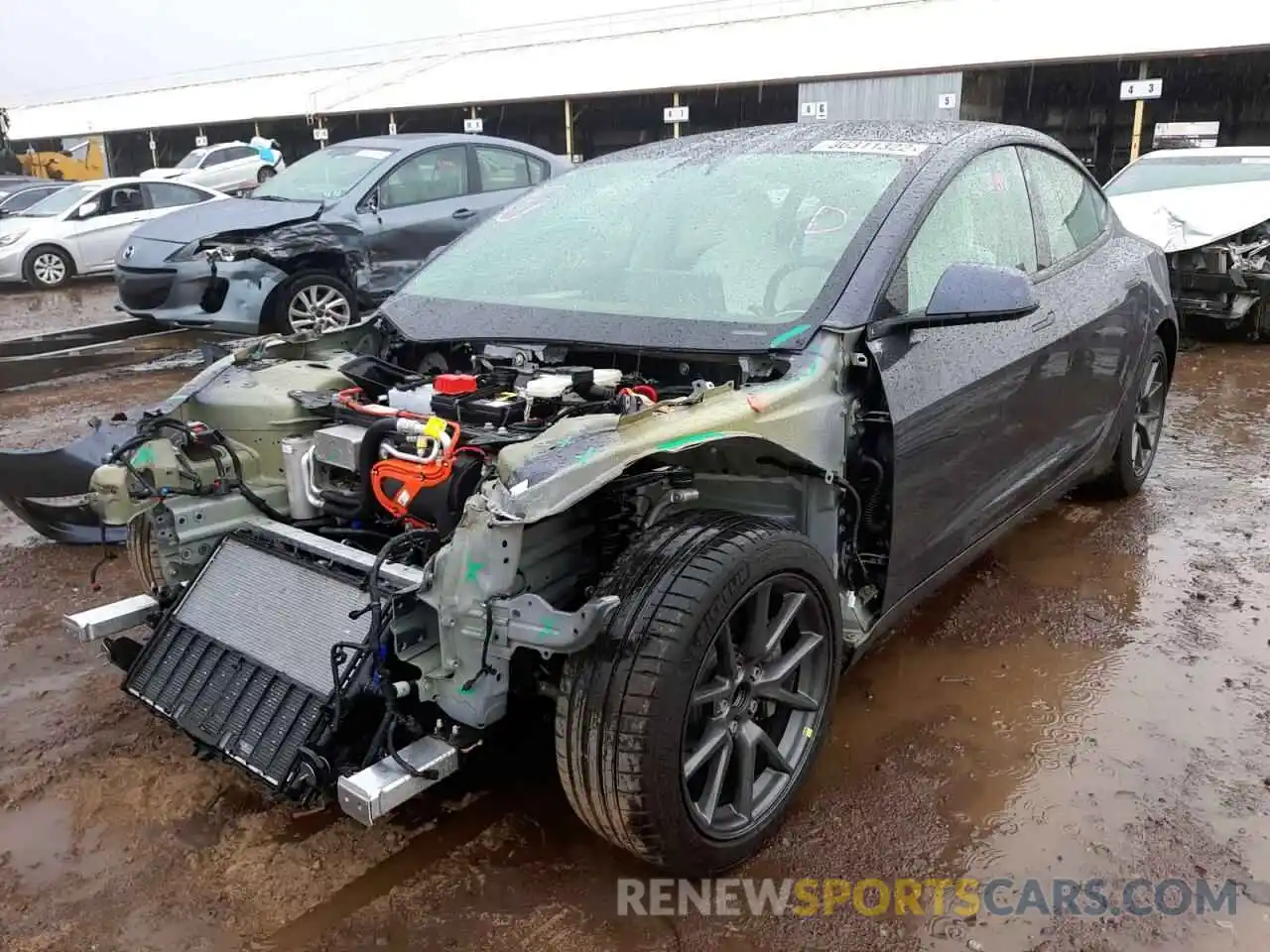 2 Photograph of a damaged car 5YJ3E1EA0MF093308 TESLA MODEL 3 2021