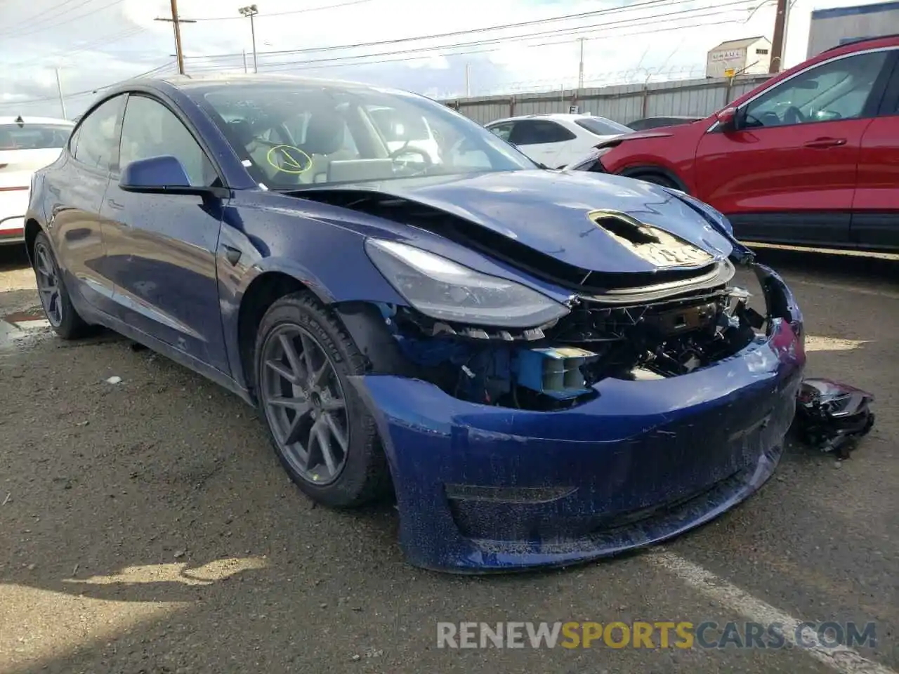 1 Photograph of a damaged car 5YJ3E1EA0MF093809 TESLA MODEL 3 2021