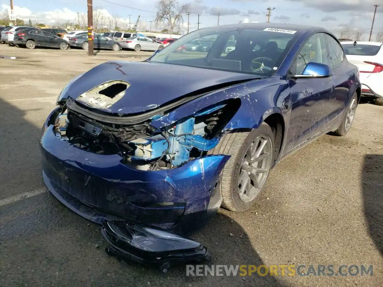 2 Photograph of a damaged car 5YJ3E1EA0MF093809 TESLA MODEL 3 2021