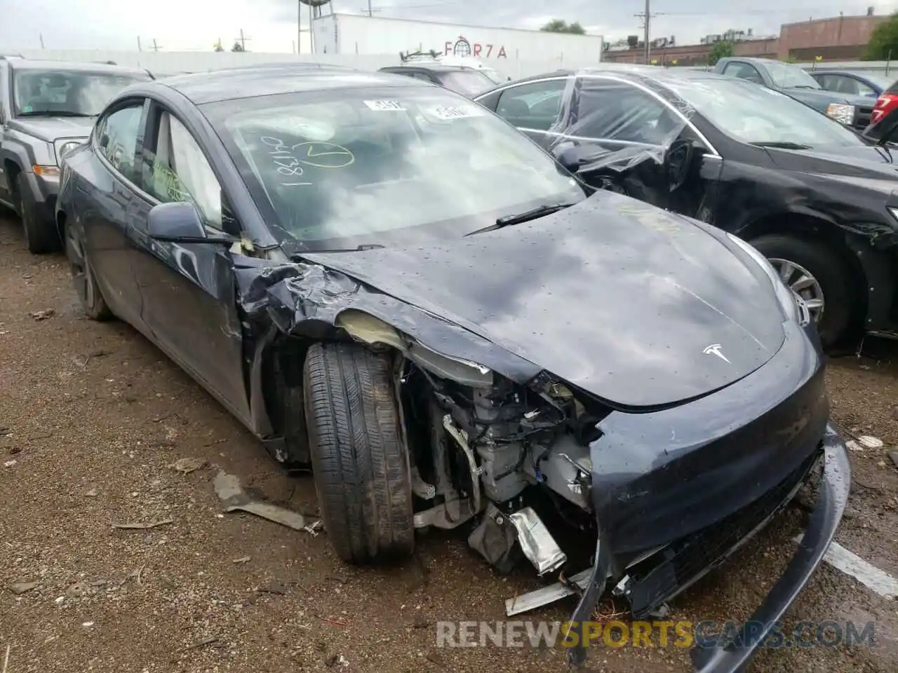 1 Photograph of a damaged car 5YJ3E1EA0MF095396 TESLA MODEL 3 2021