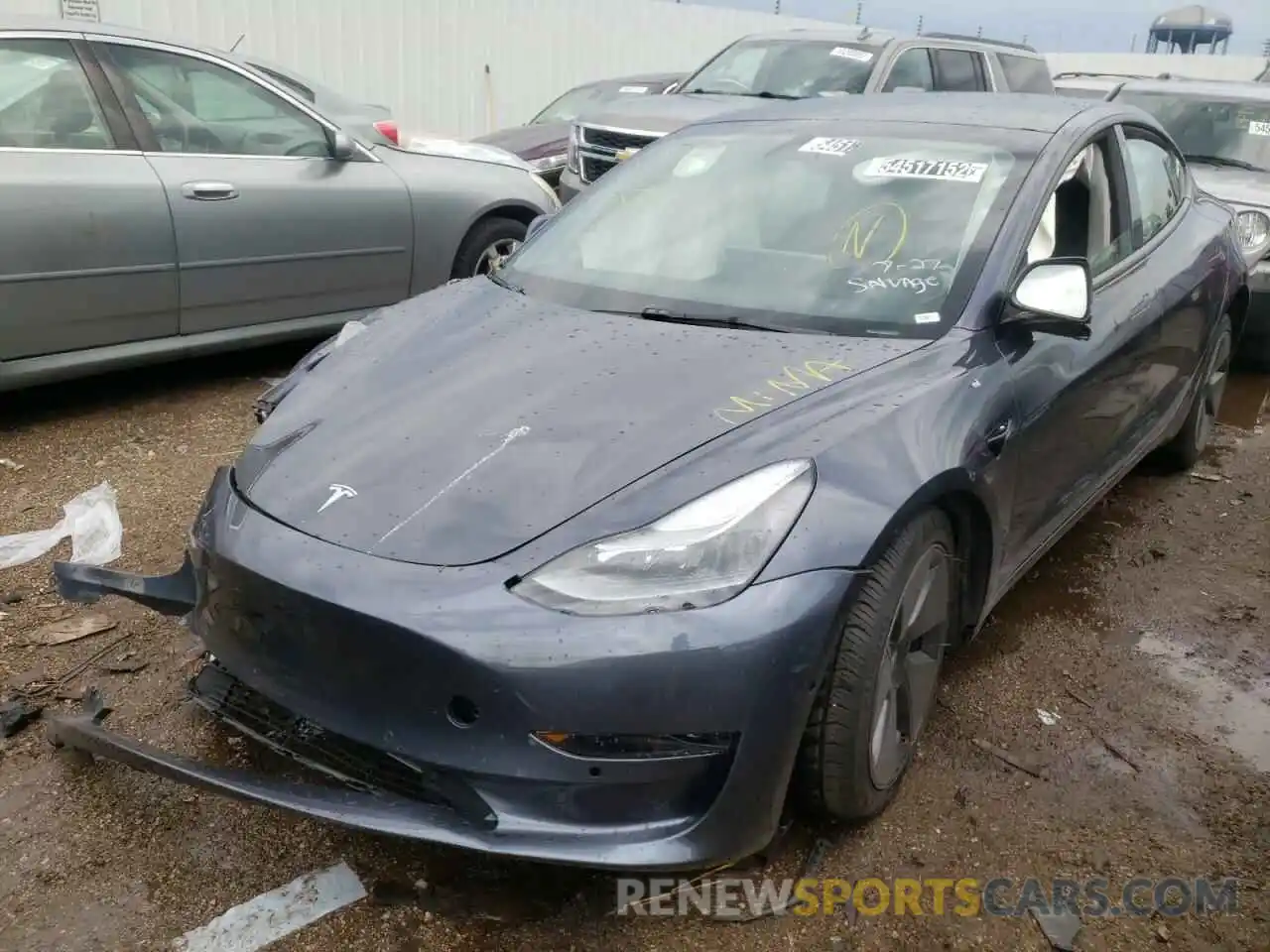 2 Photograph of a damaged car 5YJ3E1EA0MF095396 TESLA MODEL 3 2021