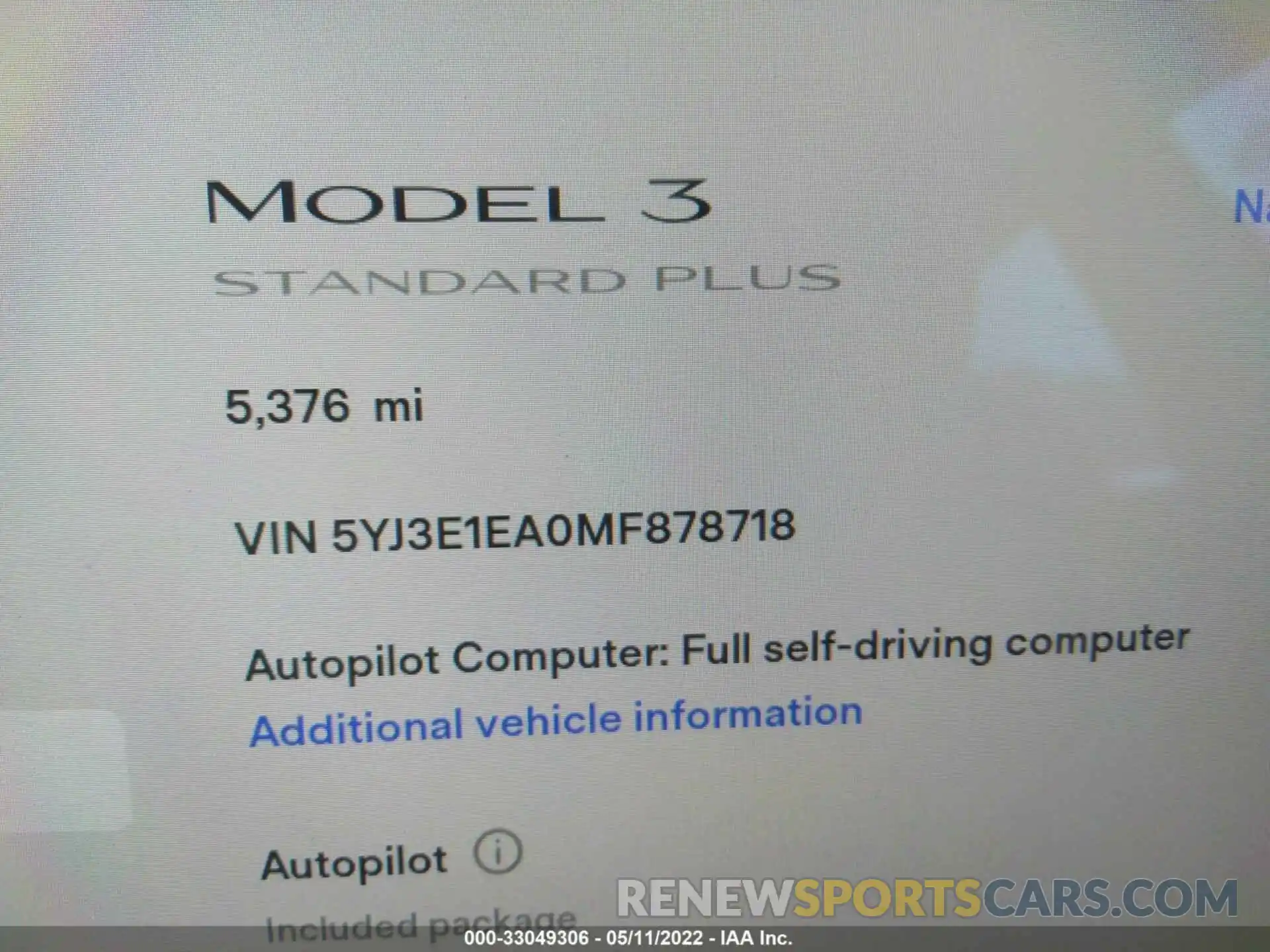 7 Фотография поврежденного автомобиля 5YJ3E1EA0MF878718 TESLA MODEL 3 2021