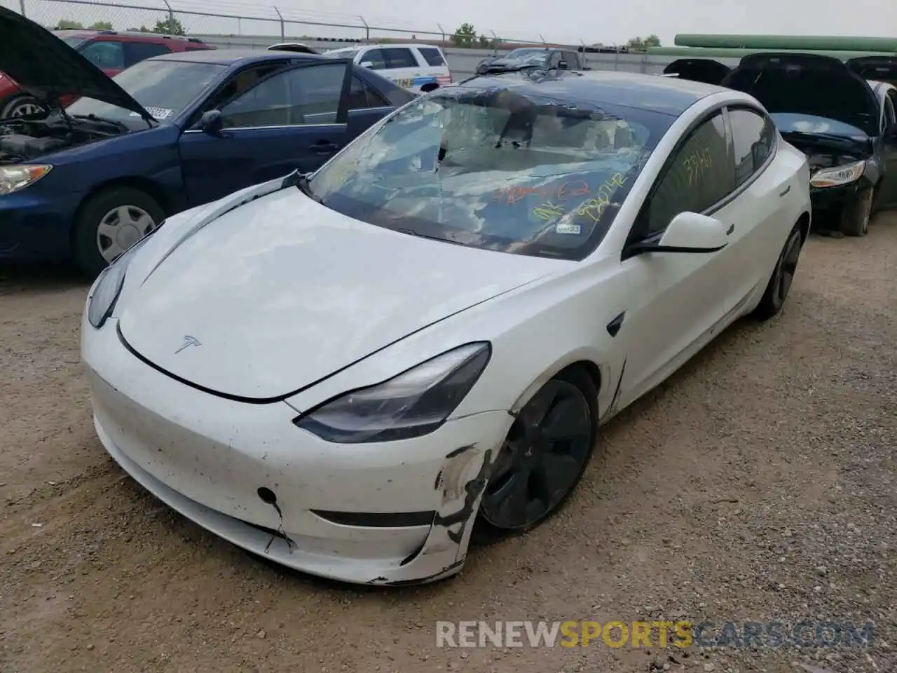 2 Photograph of a damaged car 5YJ3E1EA0MF920742 TESLA MODEL 3 2021