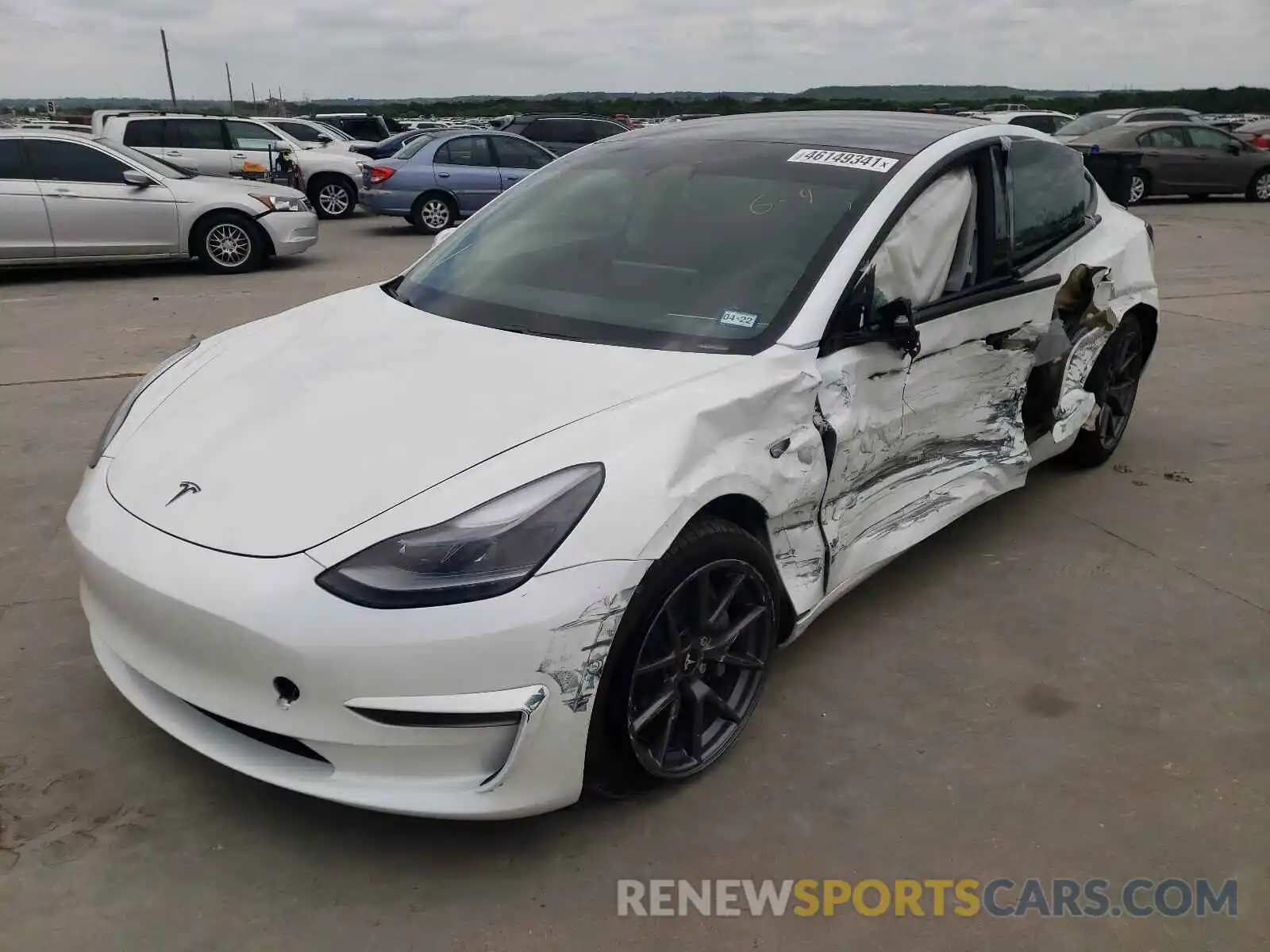 2 Photograph of a damaged car 5YJ3E1EA0MF921096 TESLA MODEL 3 2021