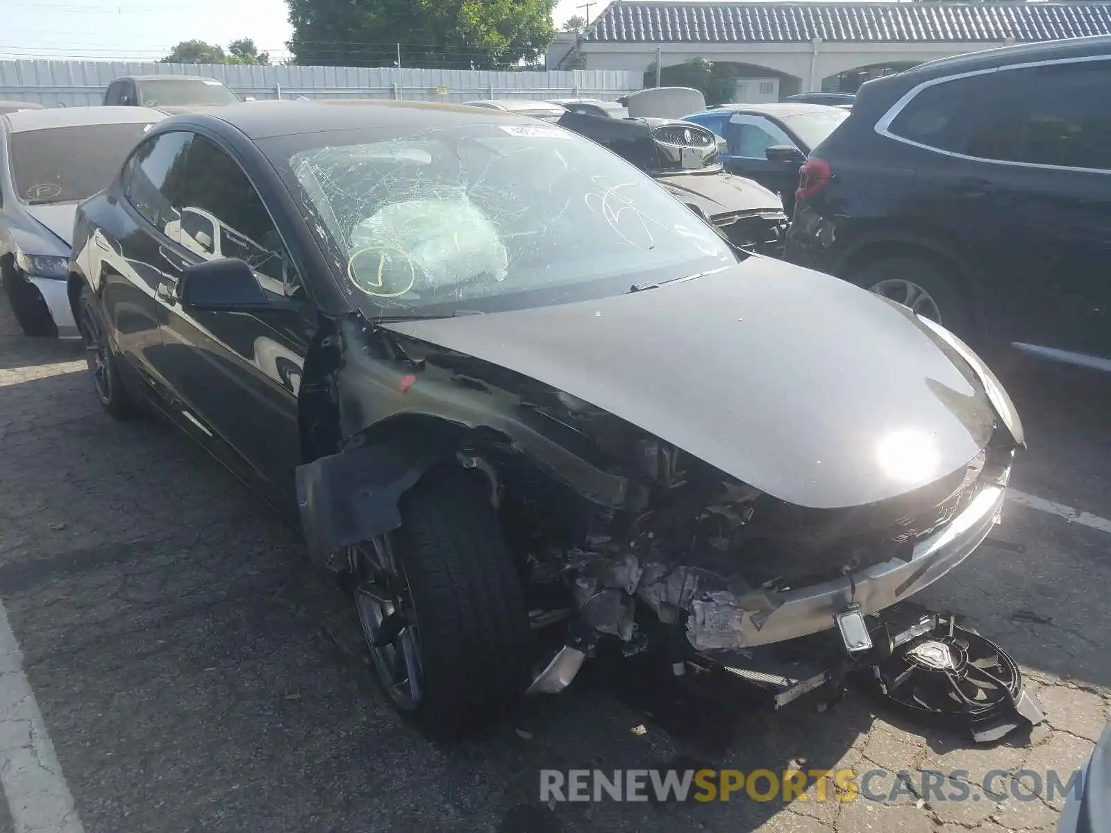 1 Photograph of a damaged car 5YJ3E1EA0MF922281 TESLA MODEL 3 2021