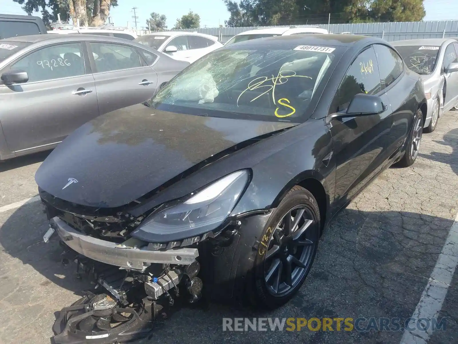 2 Photograph of a damaged car 5YJ3E1EA0MF922281 TESLA MODEL 3 2021