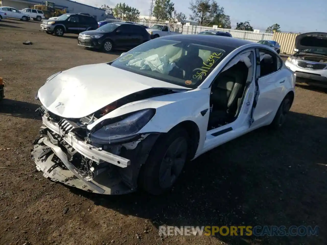 2 Photograph of a damaged car 5YJ3E1EA0MF923477 TESLA MODEL 3 2021