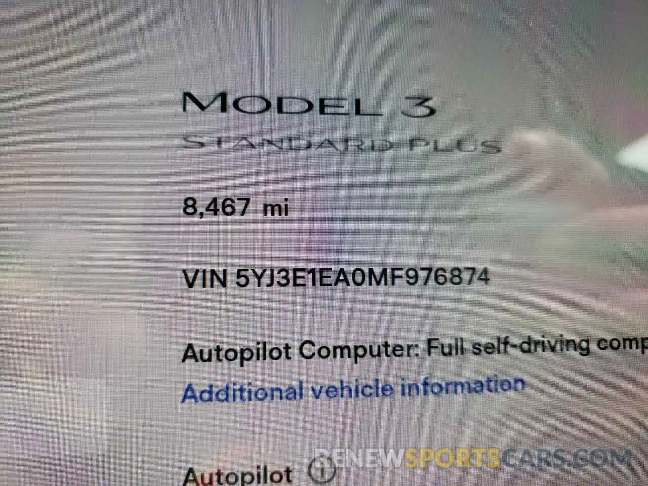 8 Photograph of a damaged car 5YJ3E1EA0MF976874 TESLA MODEL 3 2021