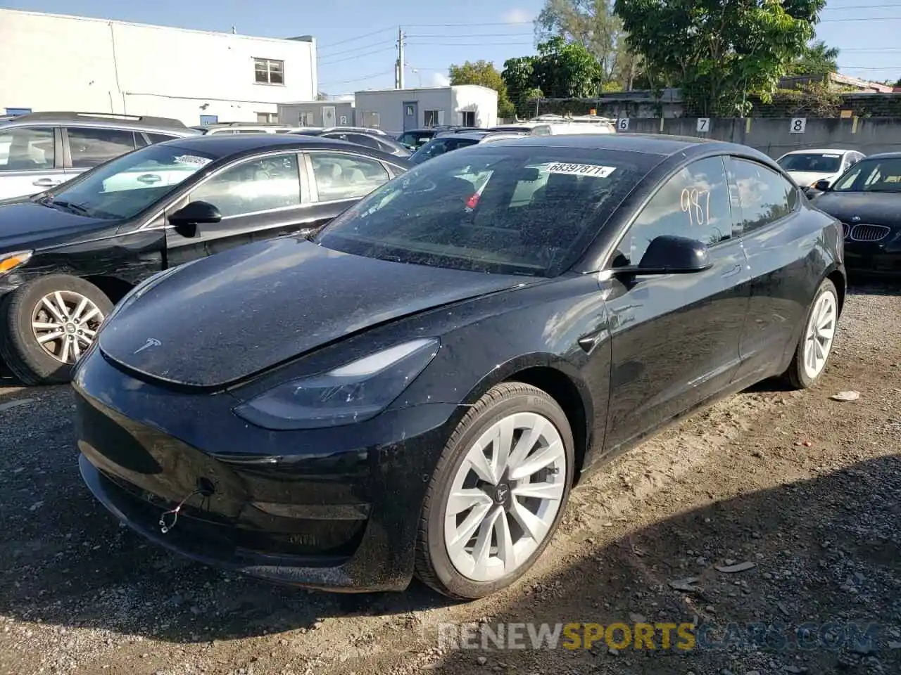 2 Photograph of a damaged car 5YJ3E1EA1MF031187 TESLA MODEL 3 2021