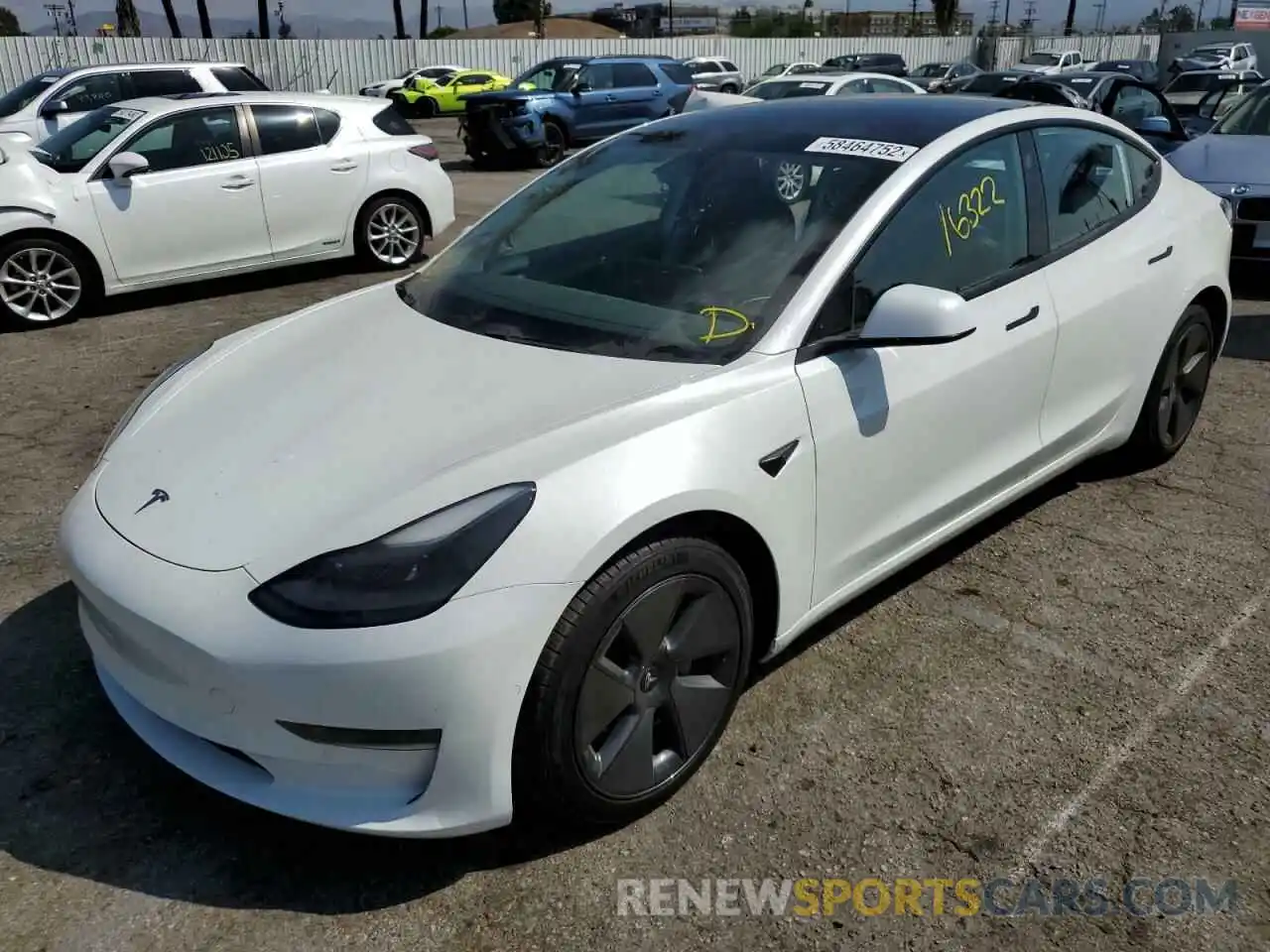 2 Photograph of a damaged car 5YJ3E1EA1MF074802 TESLA MODEL 3 2021