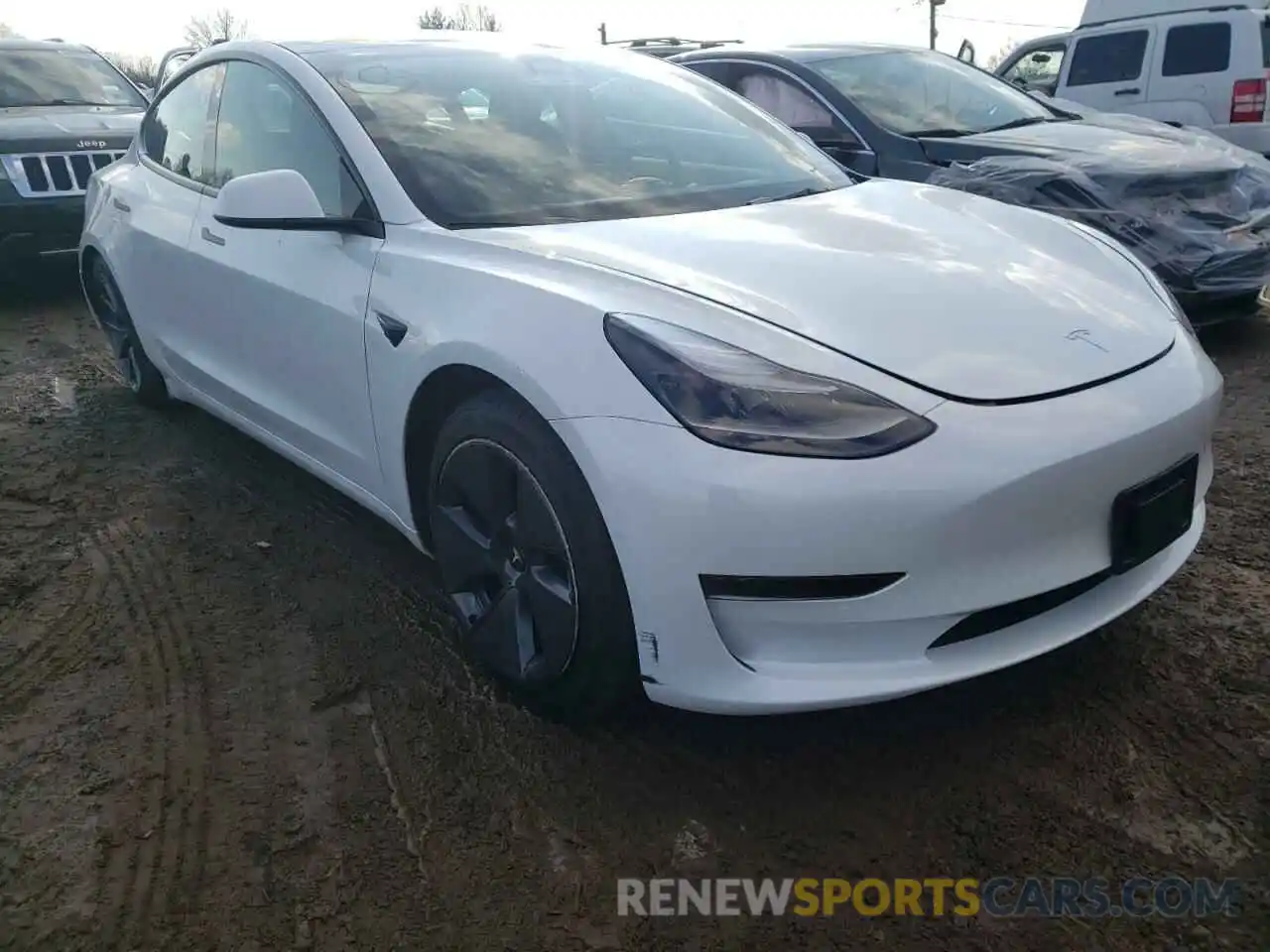 1 Photograph of a damaged car 5YJ3E1EA1MF087498 TESLA MODEL 3 2021