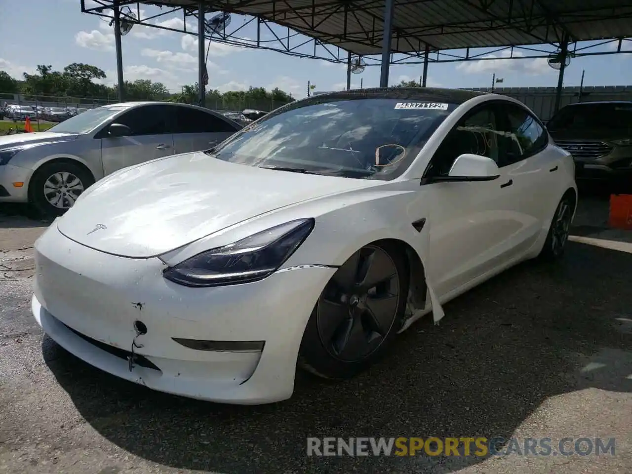 2 Photograph of a damaged car 5YJ3E1EA1MF089073 TESLA MODEL 3 2021