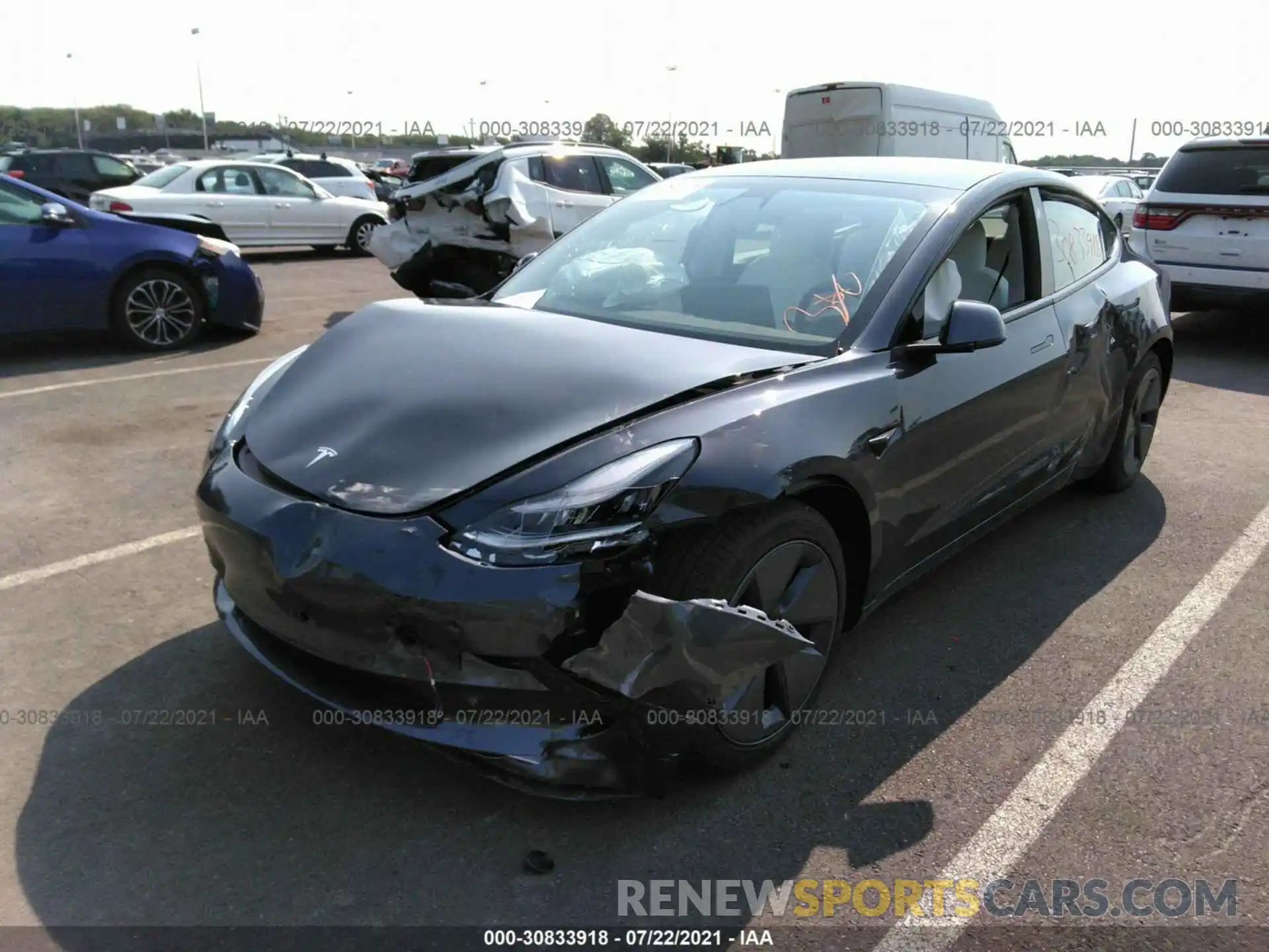 2 Photograph of a damaged car 5YJ3E1EA1MF849082 TESLA MODEL 3 2021