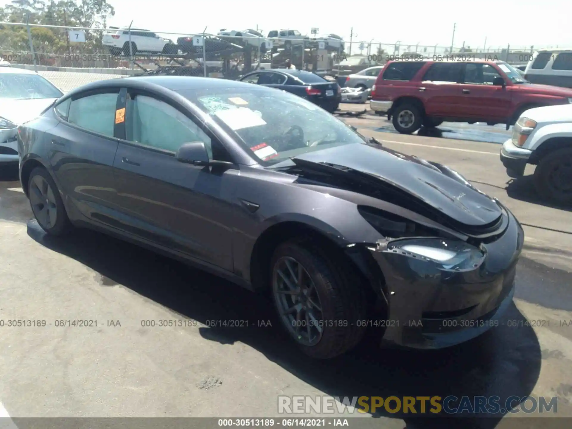 1 Photograph of a damaged car 5YJ3E1EA1MF872975 TESLA MODEL 3 2021