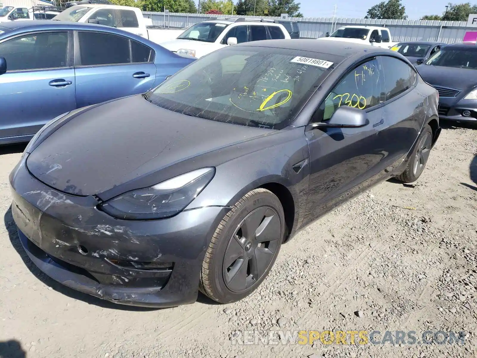 2 Photograph of a damaged car 5YJ3E1EA1MF877416 TESLA MODEL 3 2021