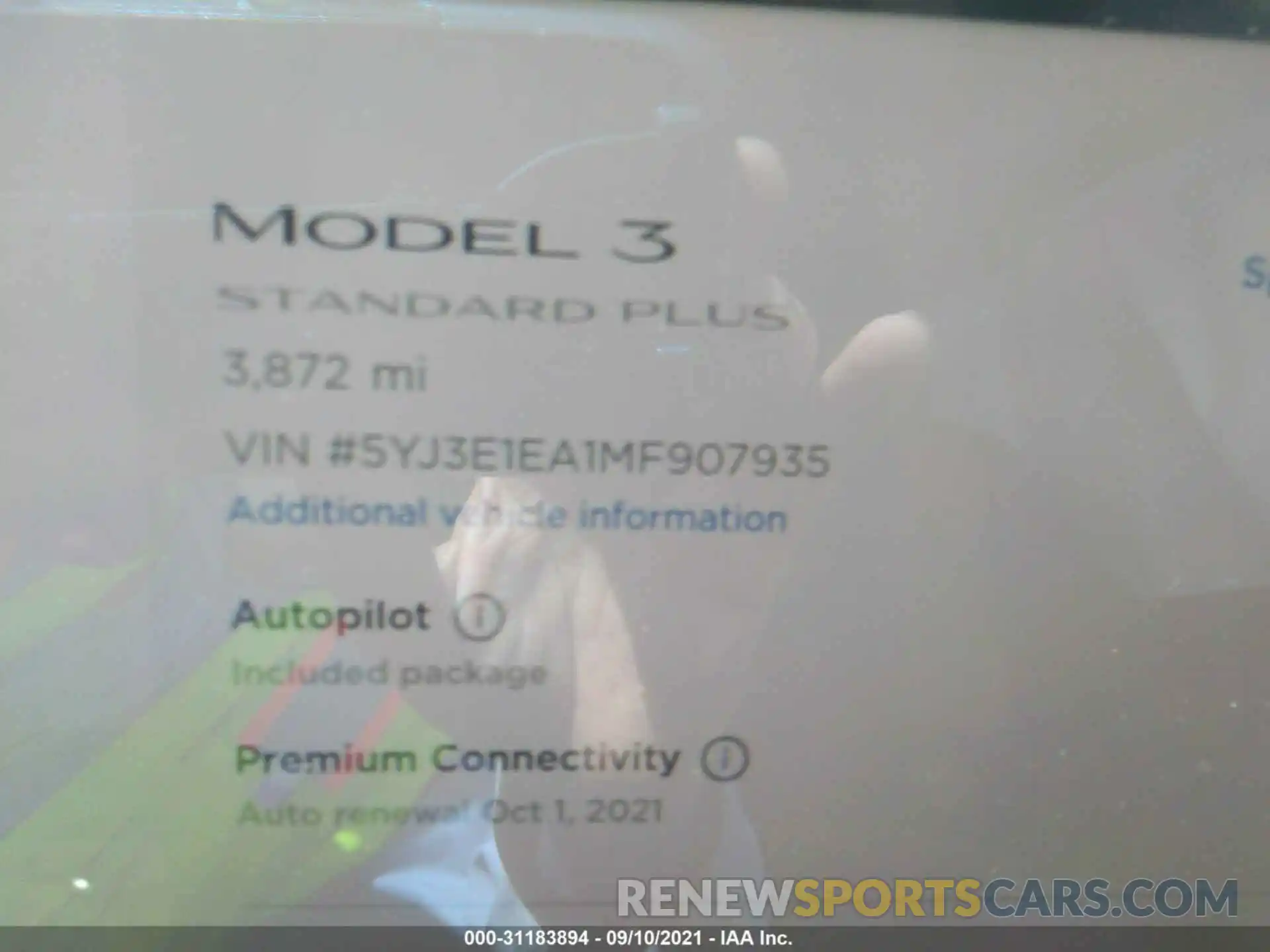 7 Photograph of a damaged car 5YJ3E1EA1MF907935 TESLA MODEL 3 2021