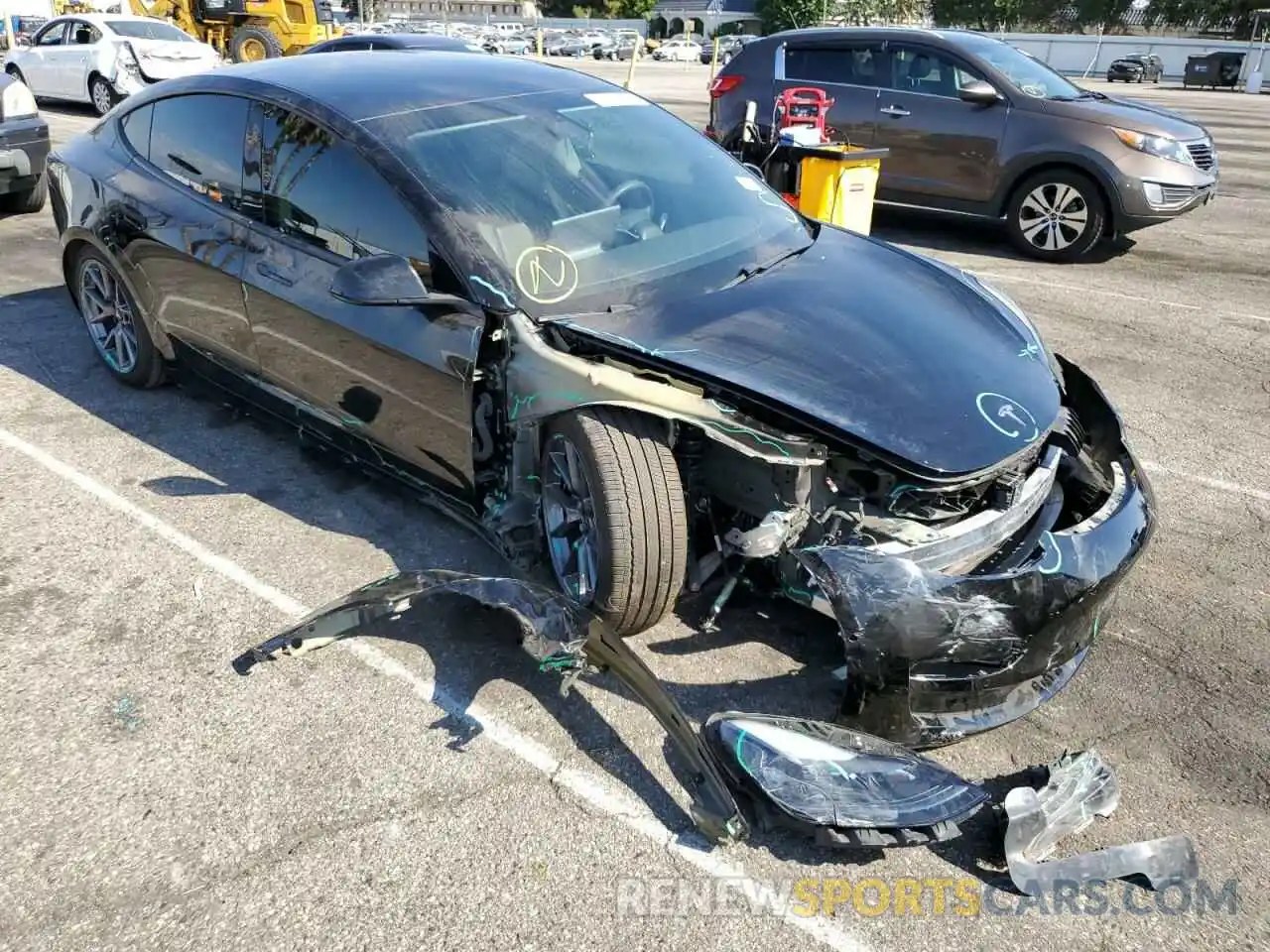 1 Photograph of a damaged car 5YJ3E1EA1MF915145 TESLA MODEL 3 2021