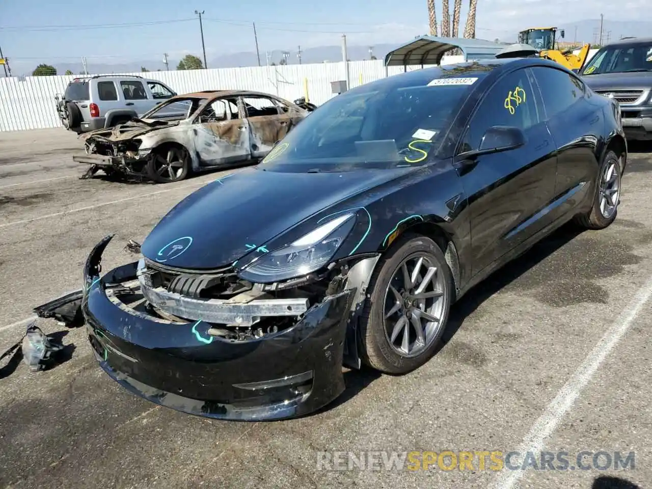 2 Photograph of a damaged car 5YJ3E1EA1MF915145 TESLA MODEL 3 2021