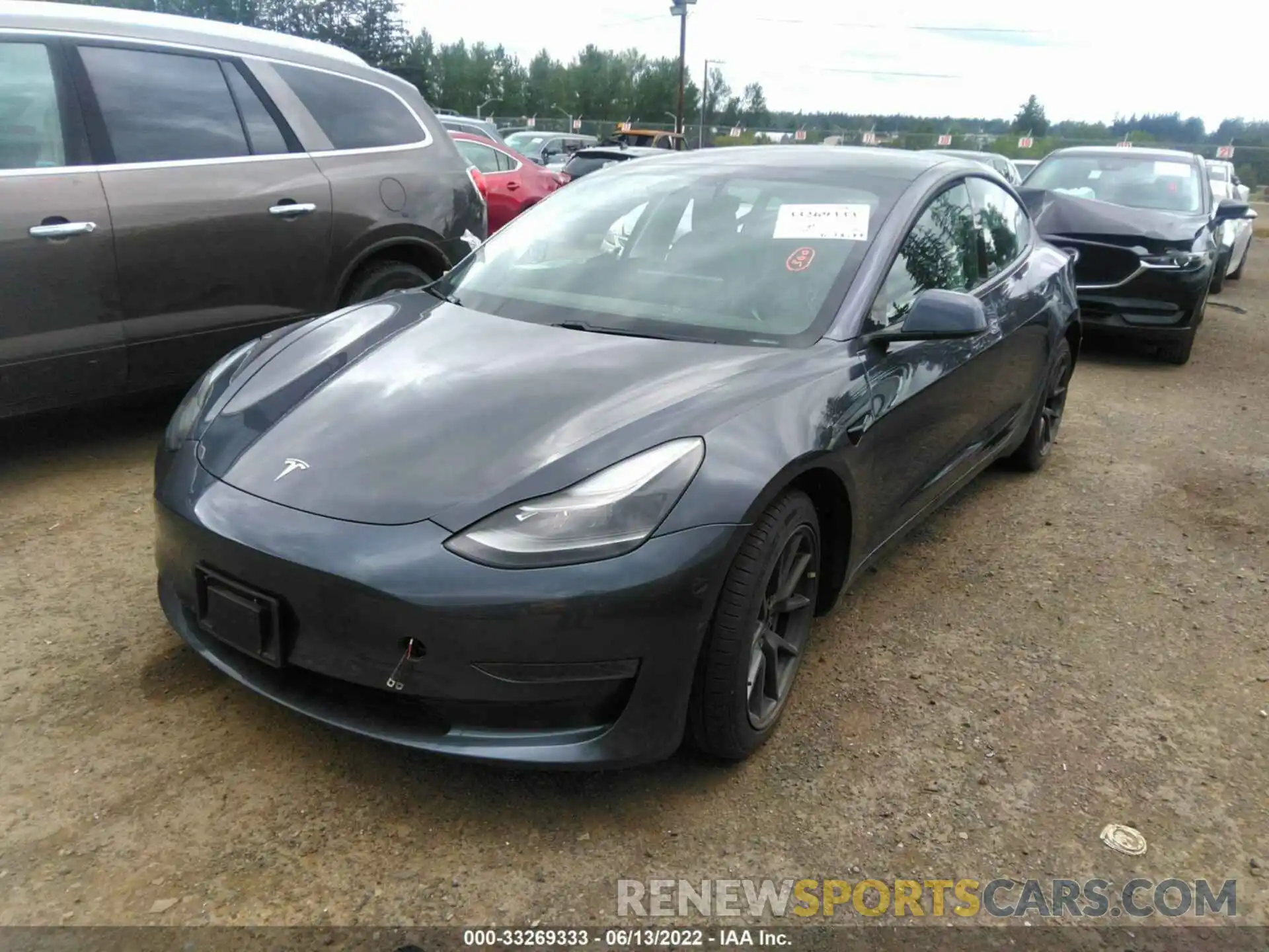 2 Photograph of a damaged car 5YJ3E1EA1MF915386 TESLA MODEL 3 2021