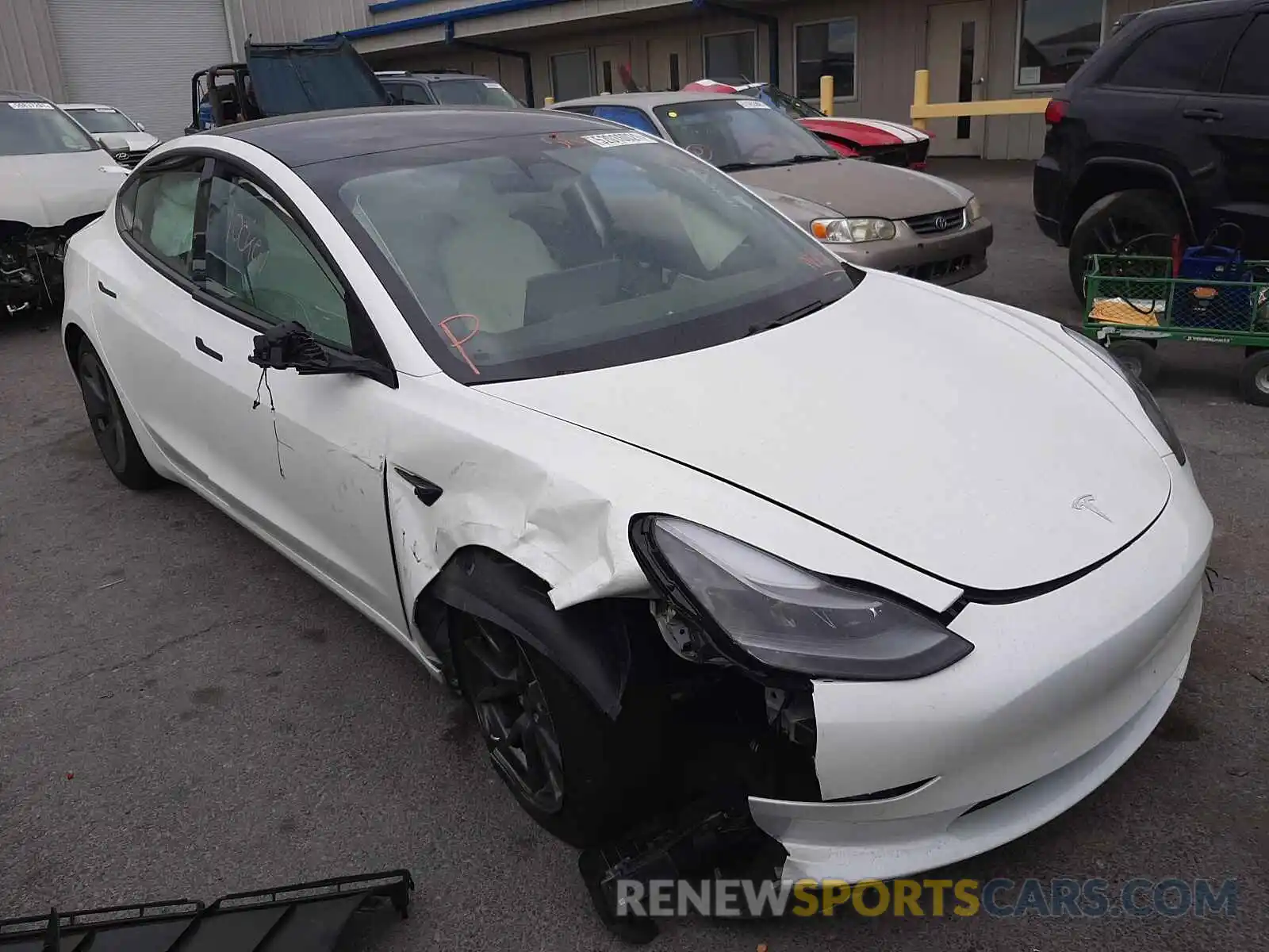 1 Photograph of a damaged car 5YJ3E1EA1MF921592 TESLA MODEL 3 2021