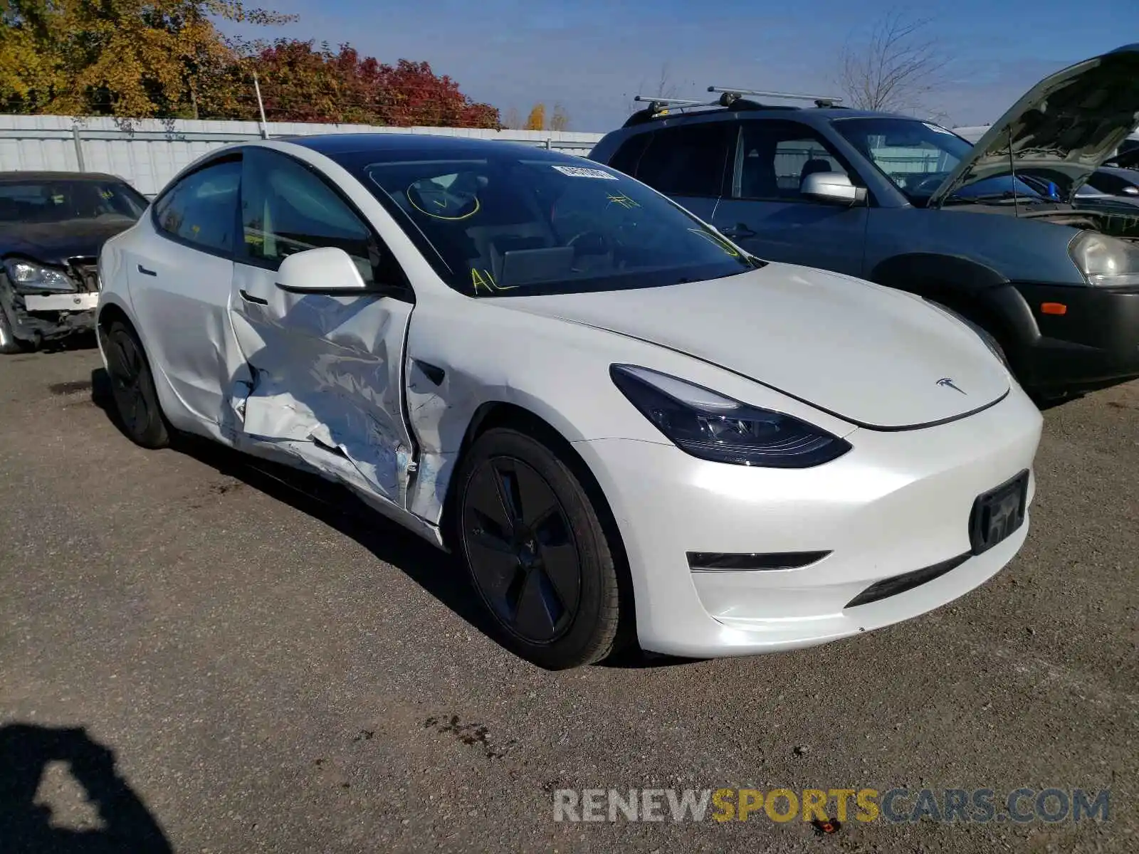 1 Photograph of a damaged car 5YJ3E1EA1MF923004 TESLA MODEL 3 2021