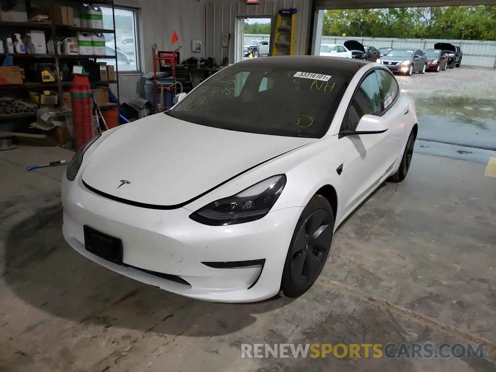 2 Photograph of a damaged car 5YJ3E1EA1MF923195 TESLA MODEL 3 2021