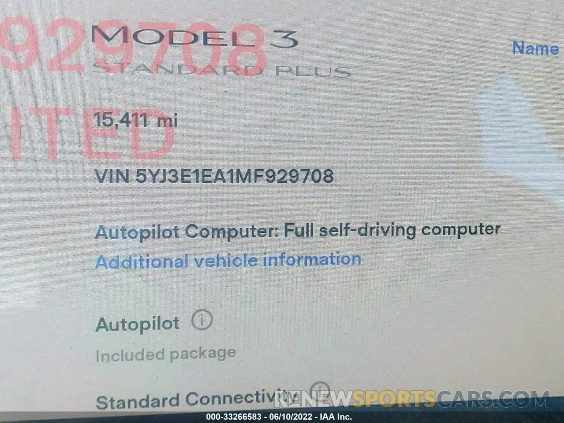 7 Фотография поврежденного автомобиля 5YJ3E1EA1MF929708 TESLA MODEL 3 2021