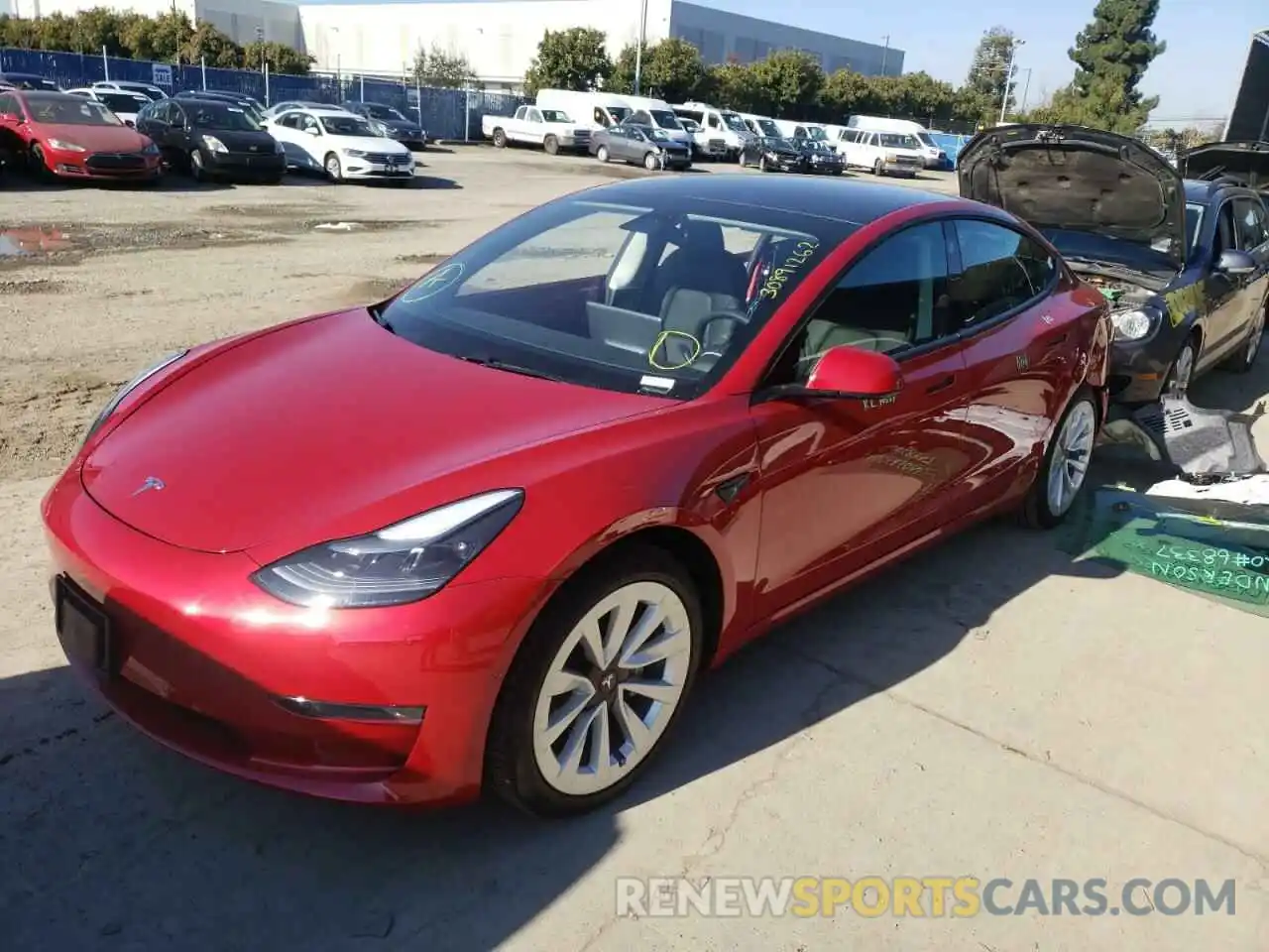 2 Photograph of a damaged car 5YJ3E1EA1MF937419 TESLA MODEL 3 2021