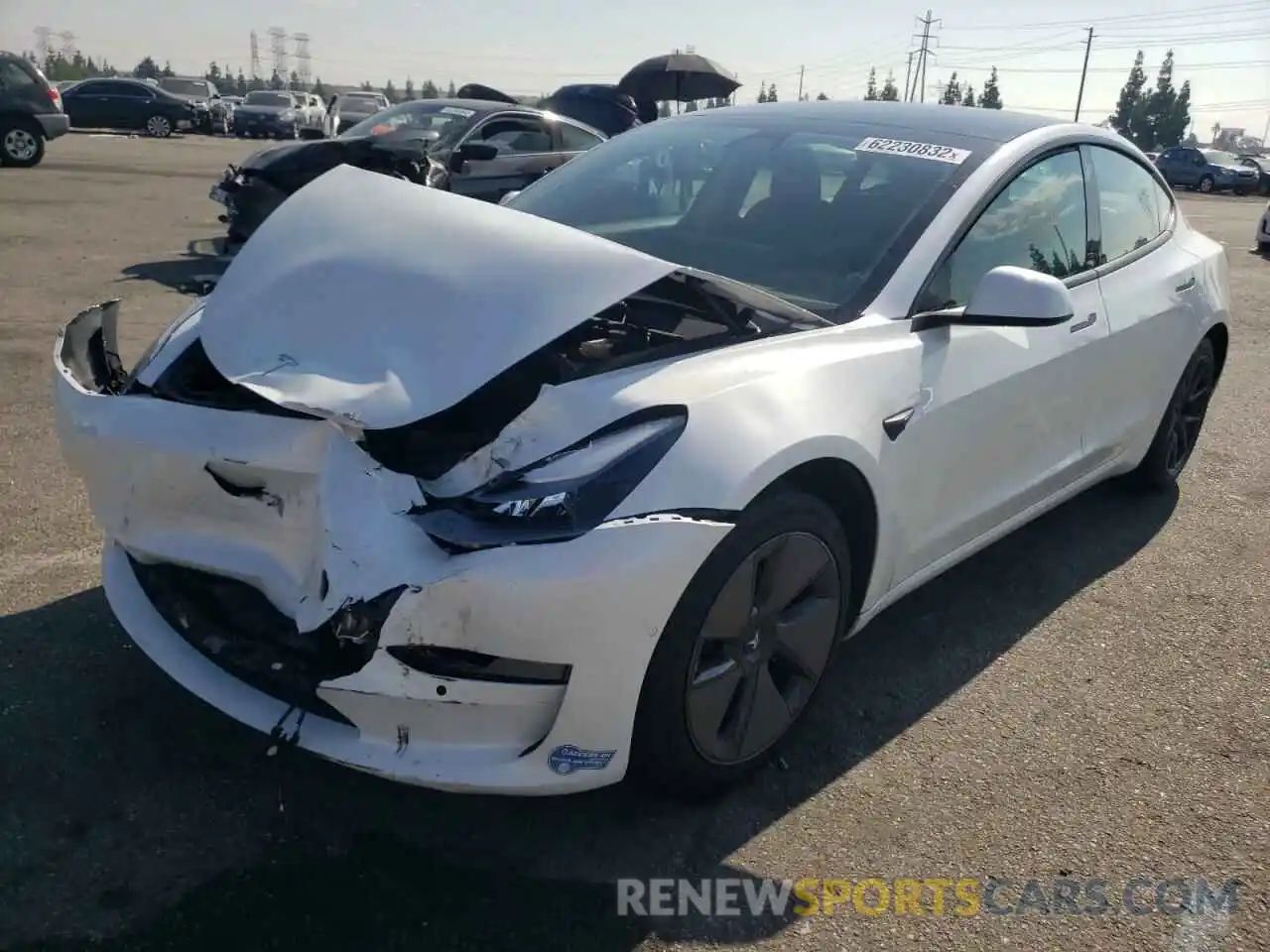 2 Photograph of a damaged car 5YJ3E1EA1MF939476 TESLA MODEL 3 2021