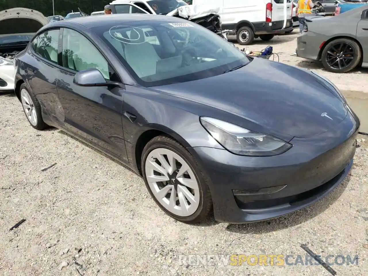 1 Photograph of a damaged car 5YJ3E1EA1MF964734 TESLA MODEL 3 2021