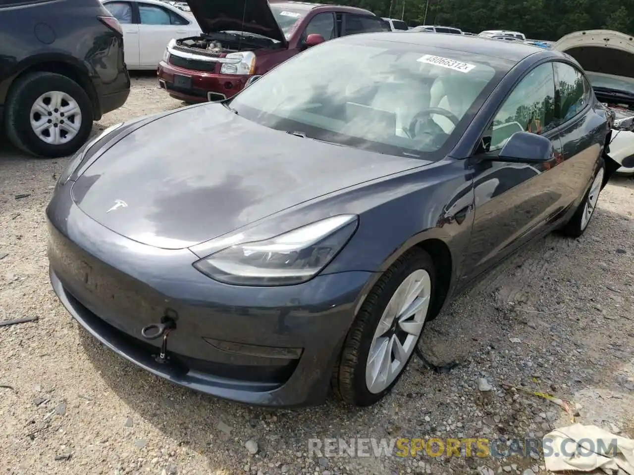 2 Photograph of a damaged car 5YJ3E1EA1MF964734 TESLA MODEL 3 2021