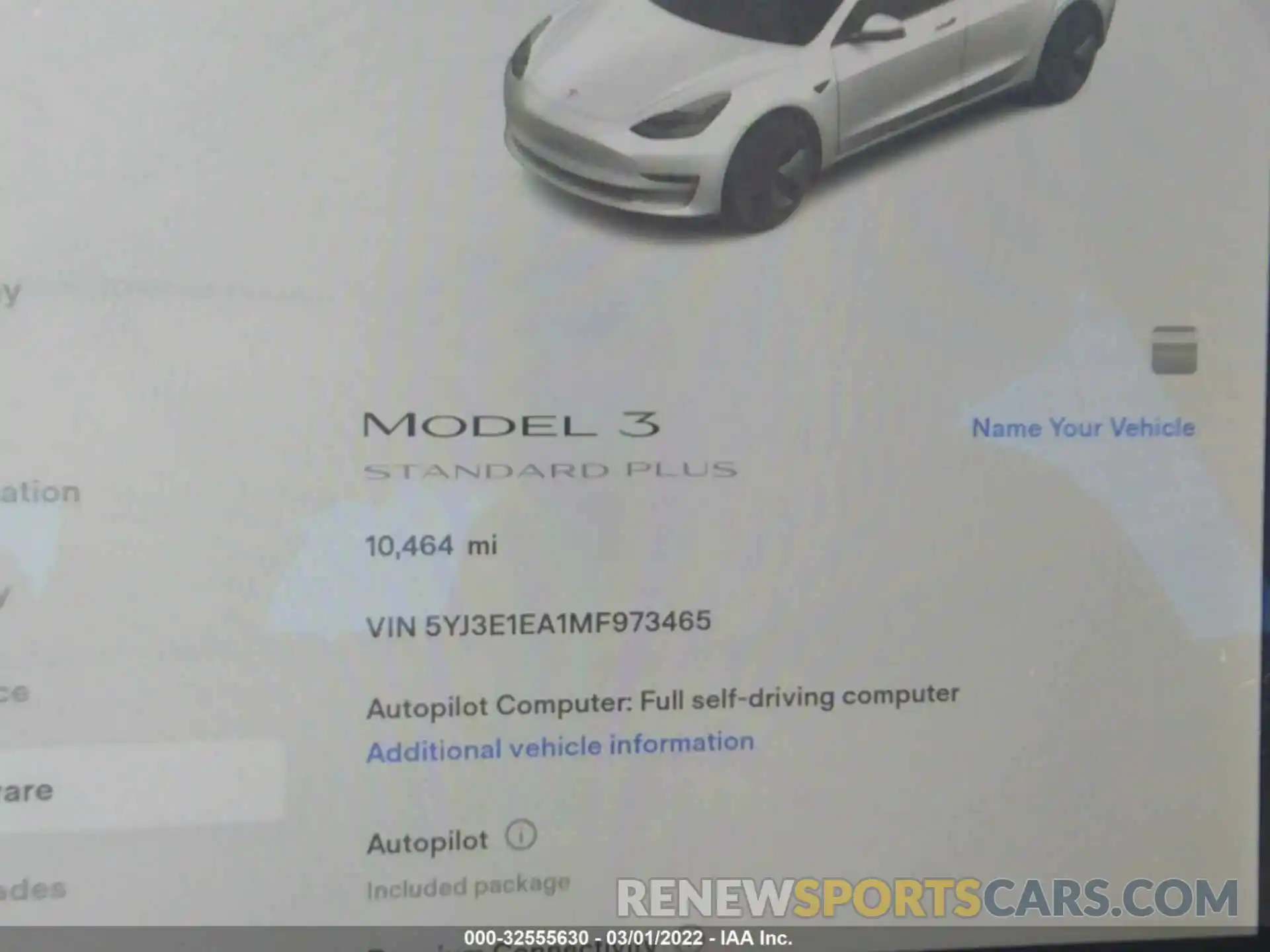 7 Photograph of a damaged car 5YJ3E1EA1MF973465 TESLA MODEL 3 2021