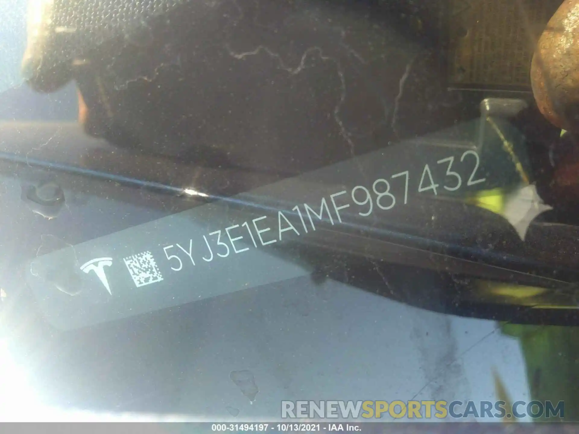 9 Photograph of a damaged car 5YJ3E1EA1MF987432 TESLA MODEL 3 2021