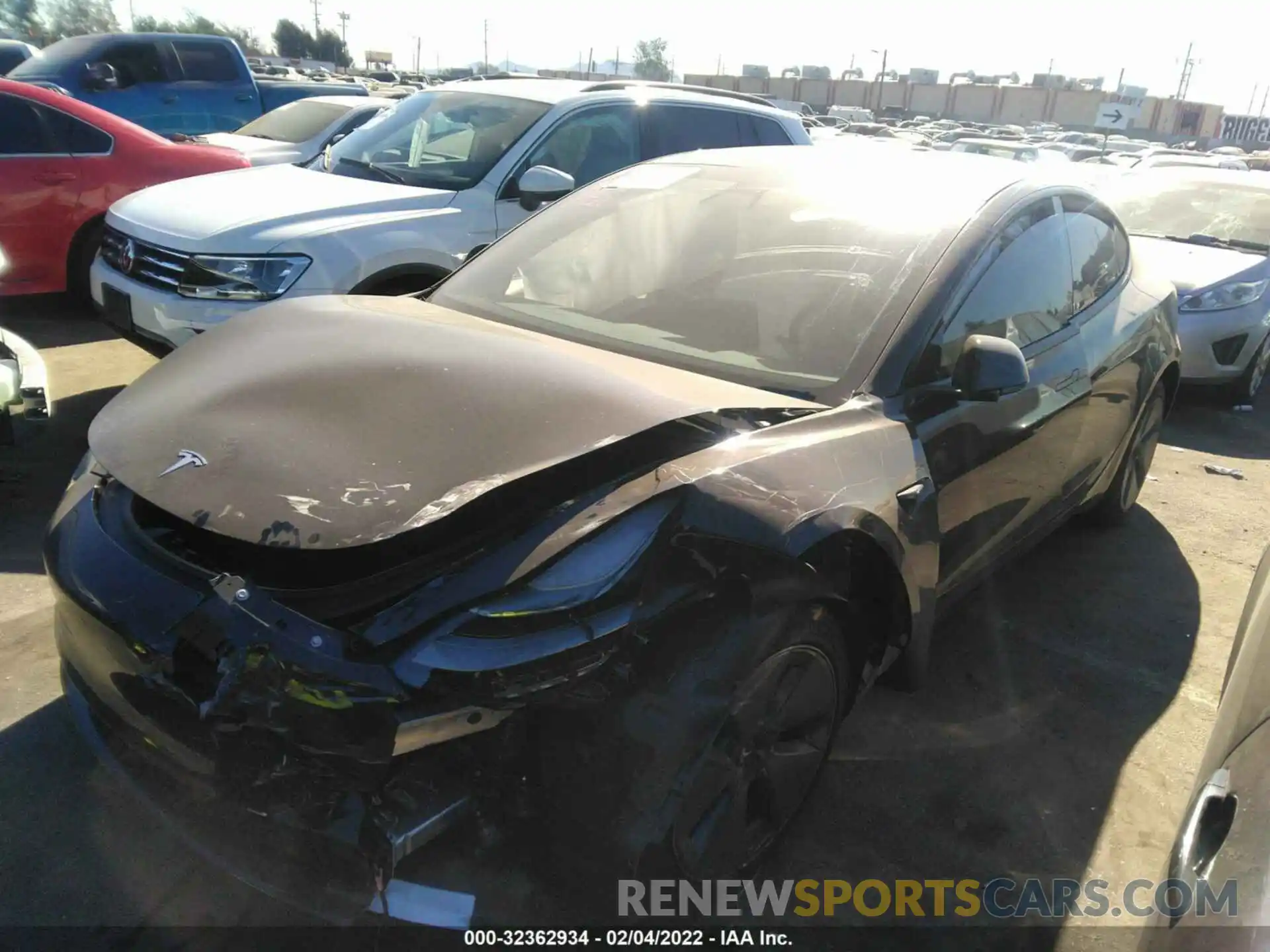 2 Photograph of a damaged car 5YJ3E1EA2MF001194 TESLA MODEL 3 2021