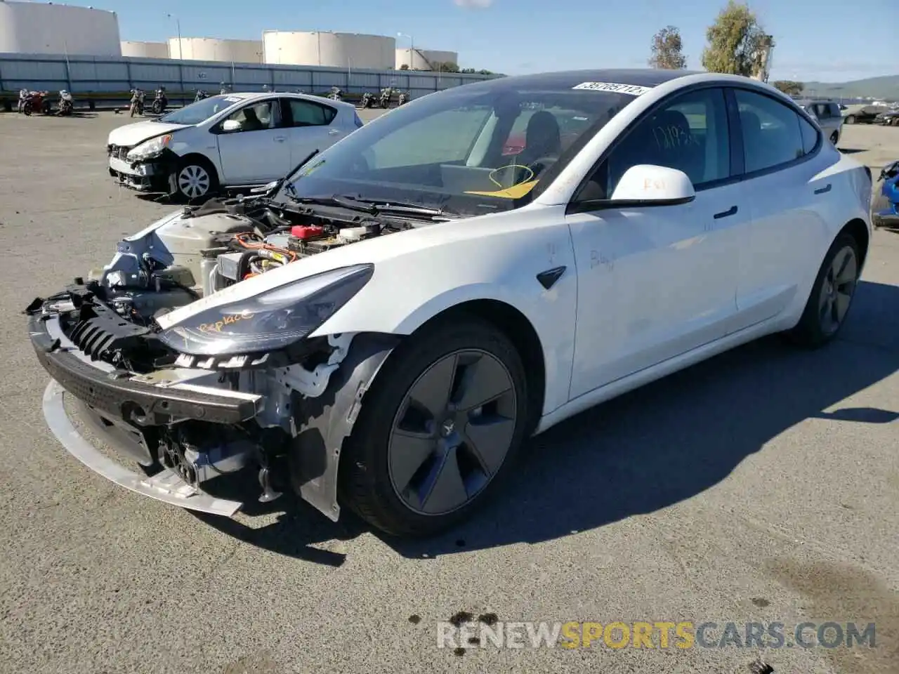 2 Photograph of a damaged car 5YJ3E1EA2MF009585 TESLA MODEL 3 2021