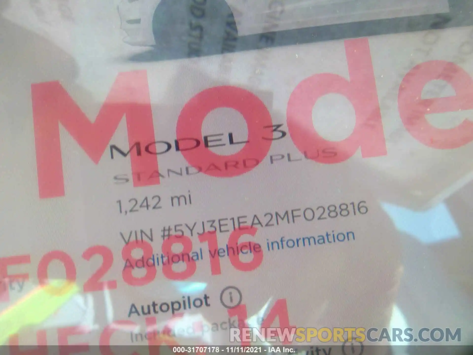 7 Photograph of a damaged car 5YJ3E1EA2MF028816 TESLA MODEL 3 2021