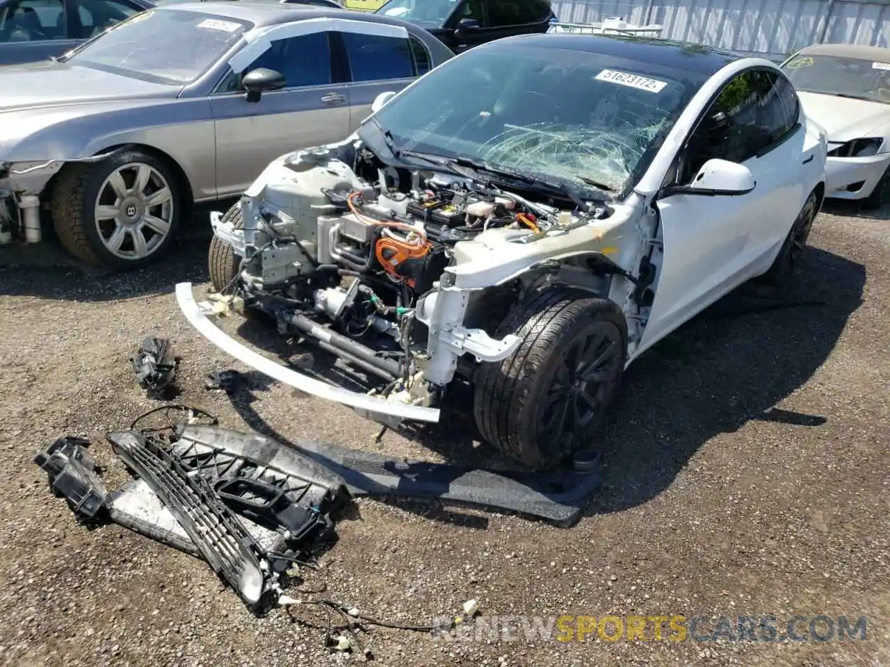 2 Photograph of a damaged car 5YJ3E1EA2MF031280 TESLA MODEL 3 2021