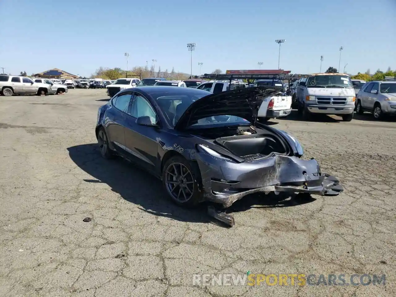 1 Photograph of a damaged car 5YJ3E1EA2MF075246 TESLA MODEL 3 2021