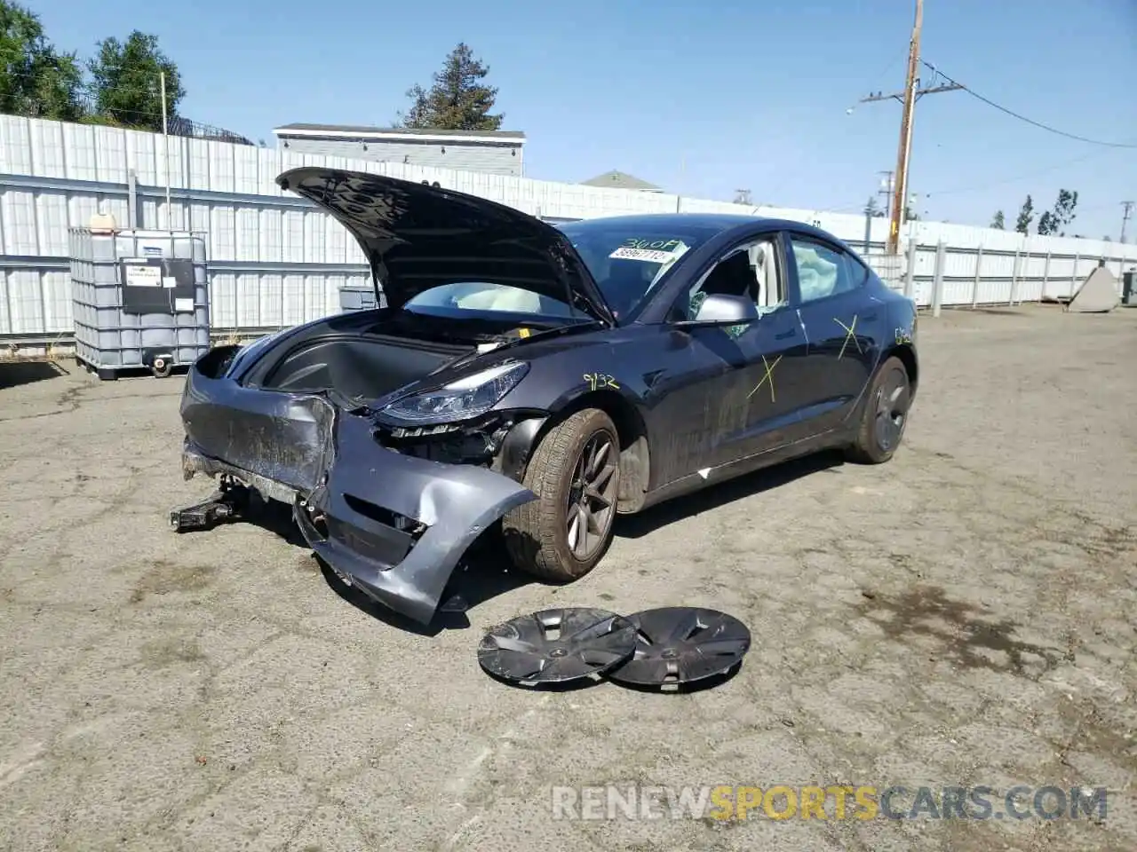 2 Photograph of a damaged car 5YJ3E1EA2MF075246 TESLA MODEL 3 2021