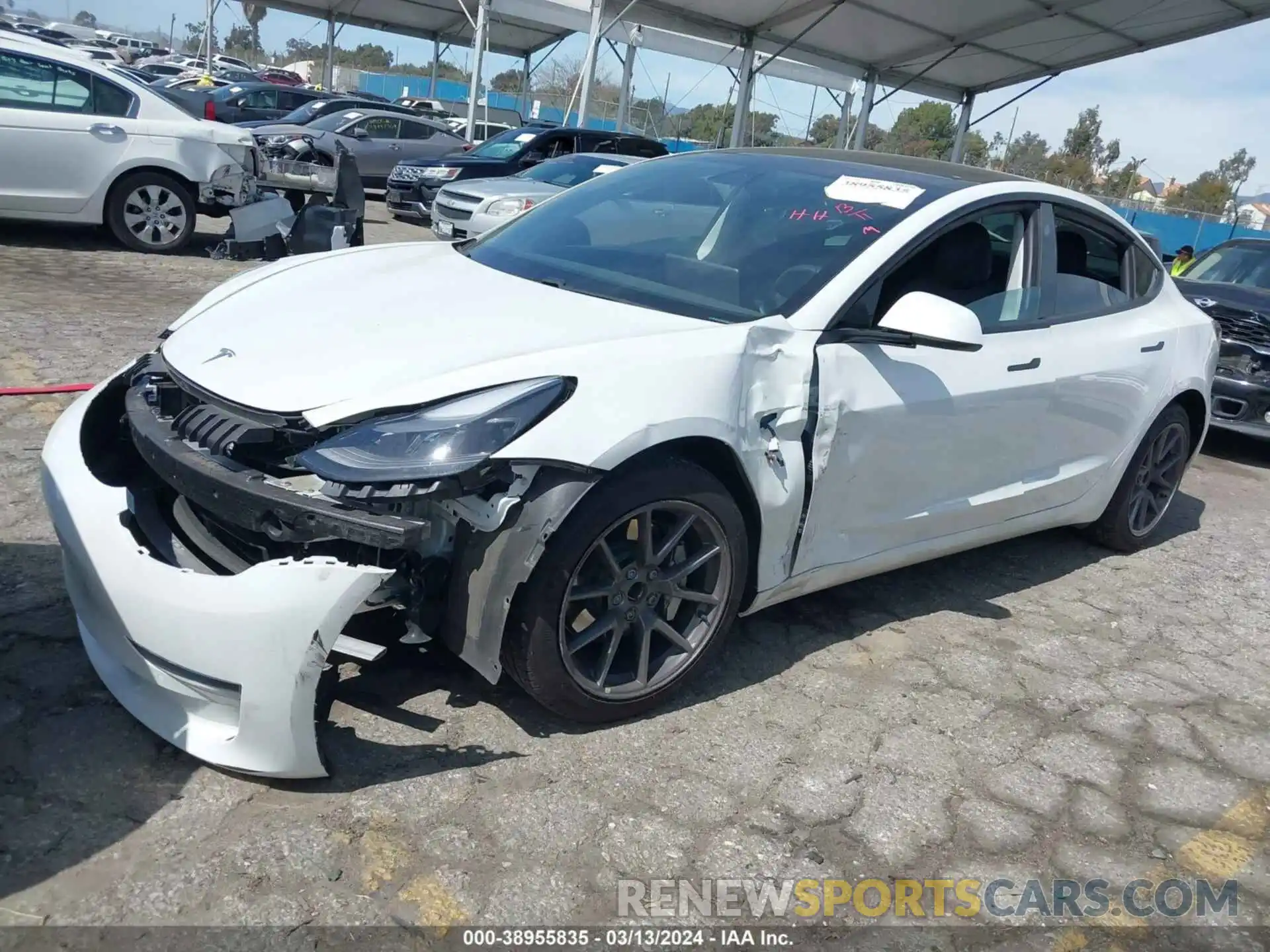 1 Photograph of a damaged car 5YJ3E1EA2MF076137 TESLA MODEL 3 2021