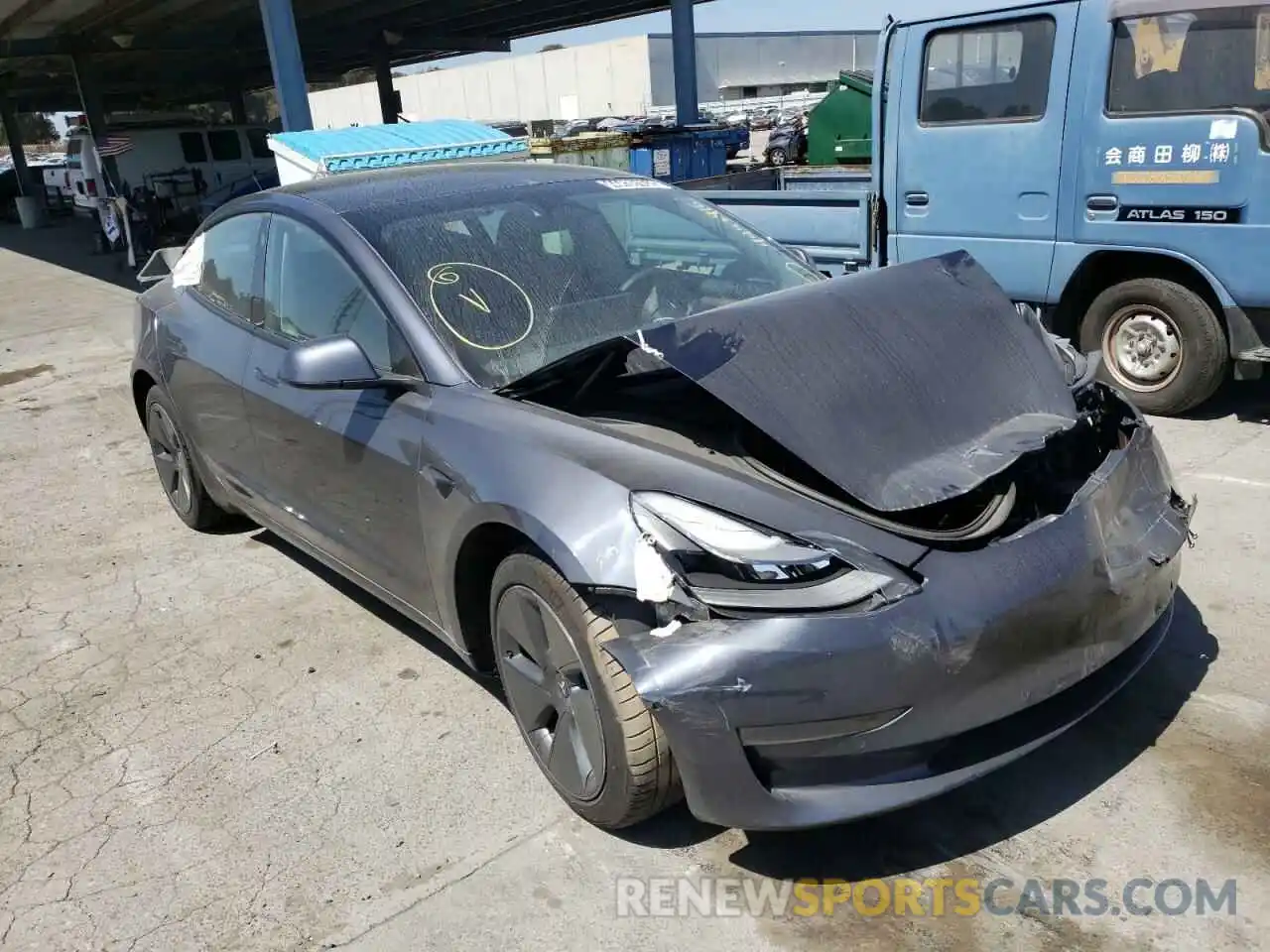 1 Photograph of a damaged car 5YJ3E1EA2MF091558 TESLA MODEL 3 2021