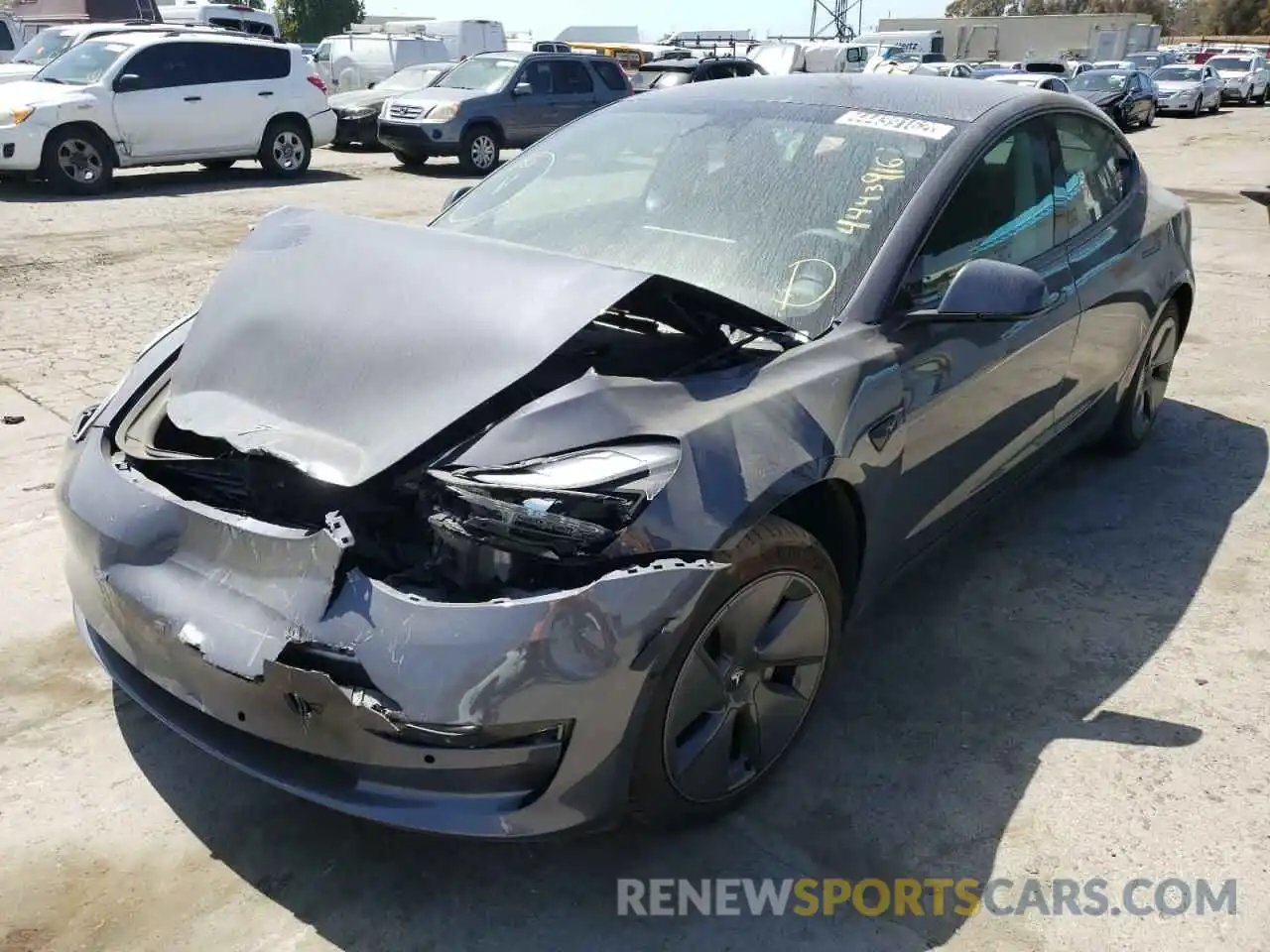 2 Photograph of a damaged car 5YJ3E1EA2MF091558 TESLA MODEL 3 2021