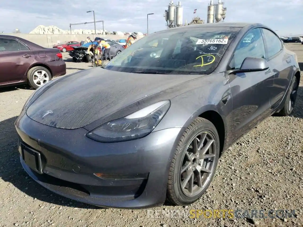 2 Photograph of a damaged car 5YJ3E1EA2MF091866 TESLA MODEL 3 2021