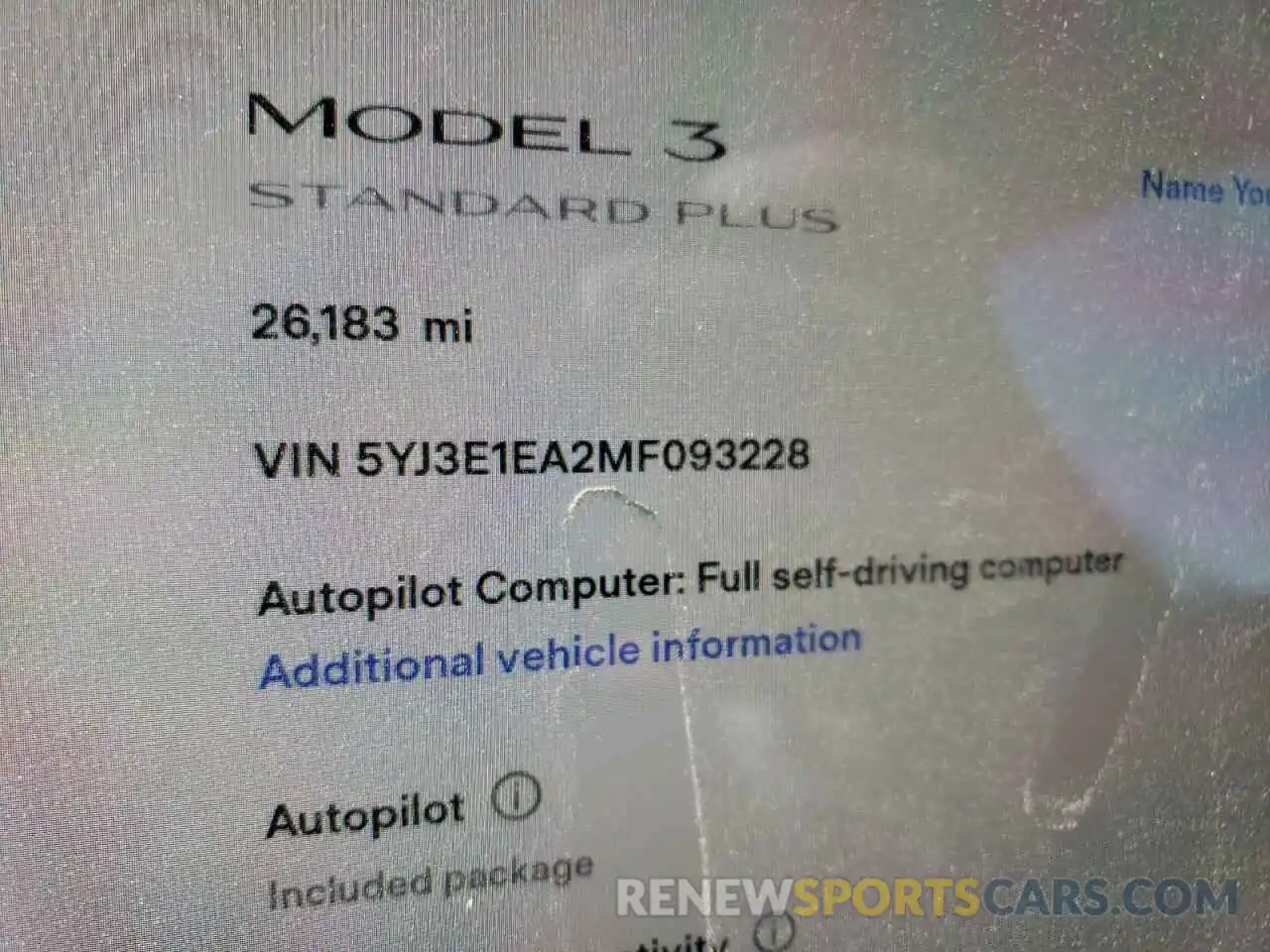 8 Photograph of a damaged car 5YJ3E1EA2MF093228 TESLA MODEL 3 2021