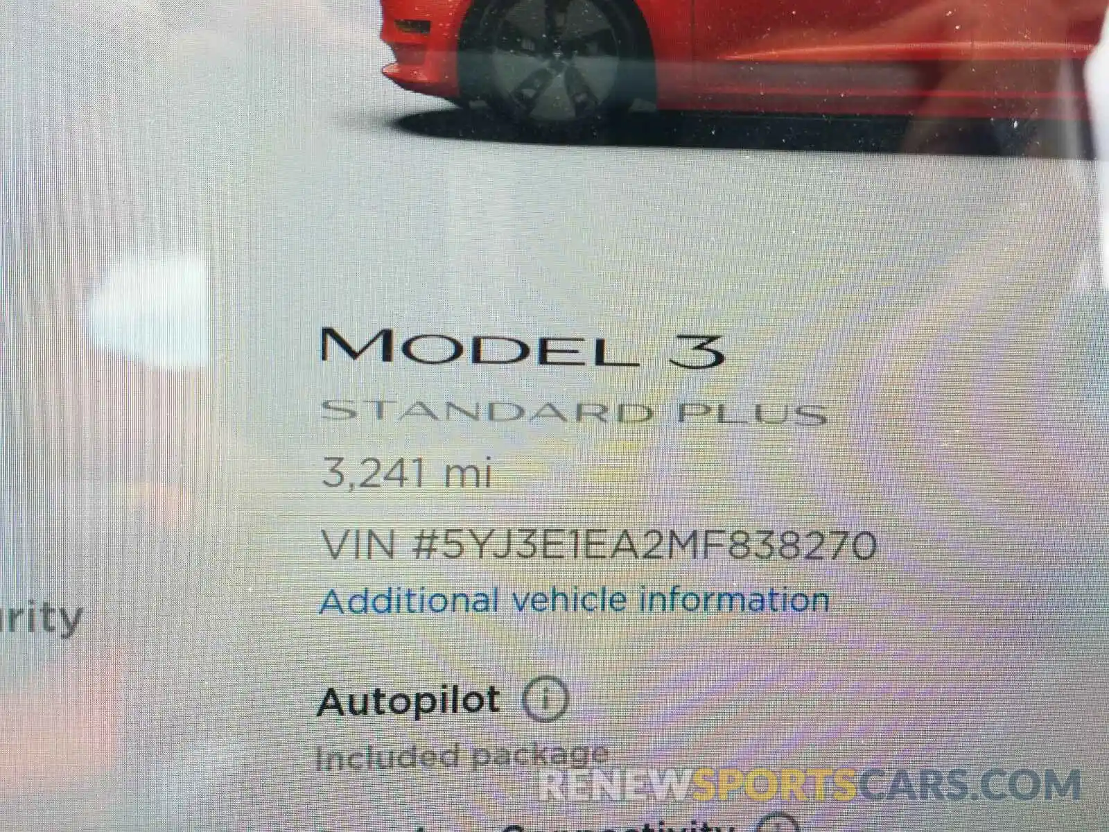 8 Фотография поврежденного автомобиля 5YJ3E1EA2MF838270 TESLA MODEL 3 2021